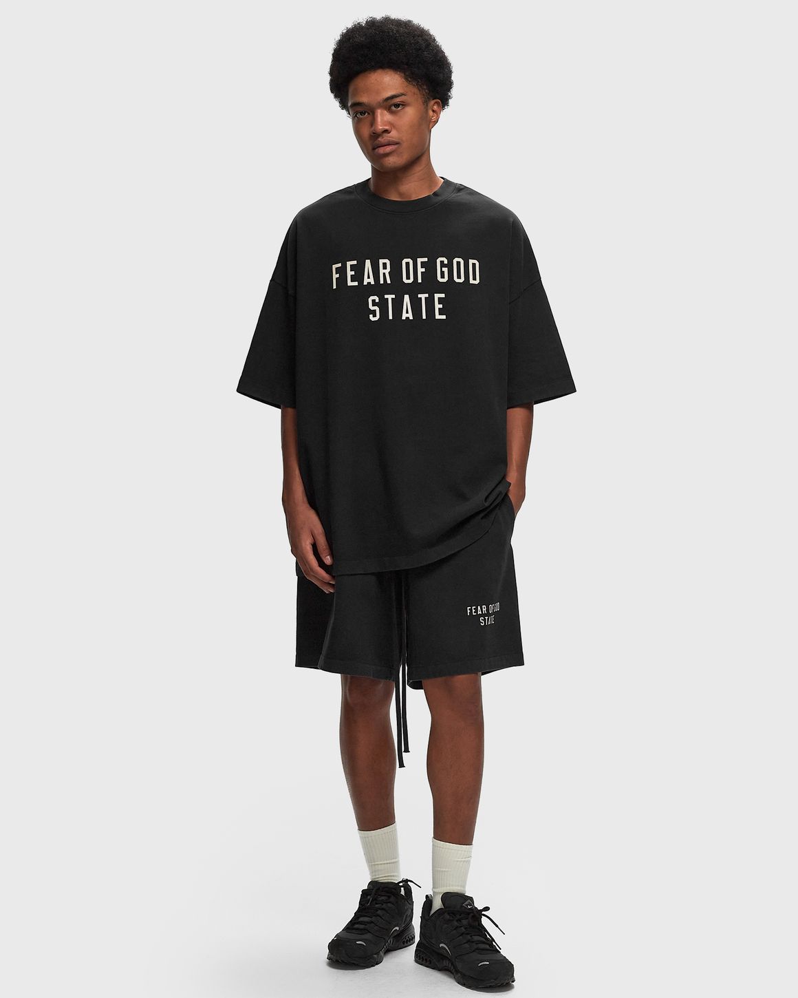 Fear of God Essentials HEAVY JERSEY SOCCER SHORT Black BSTN Store