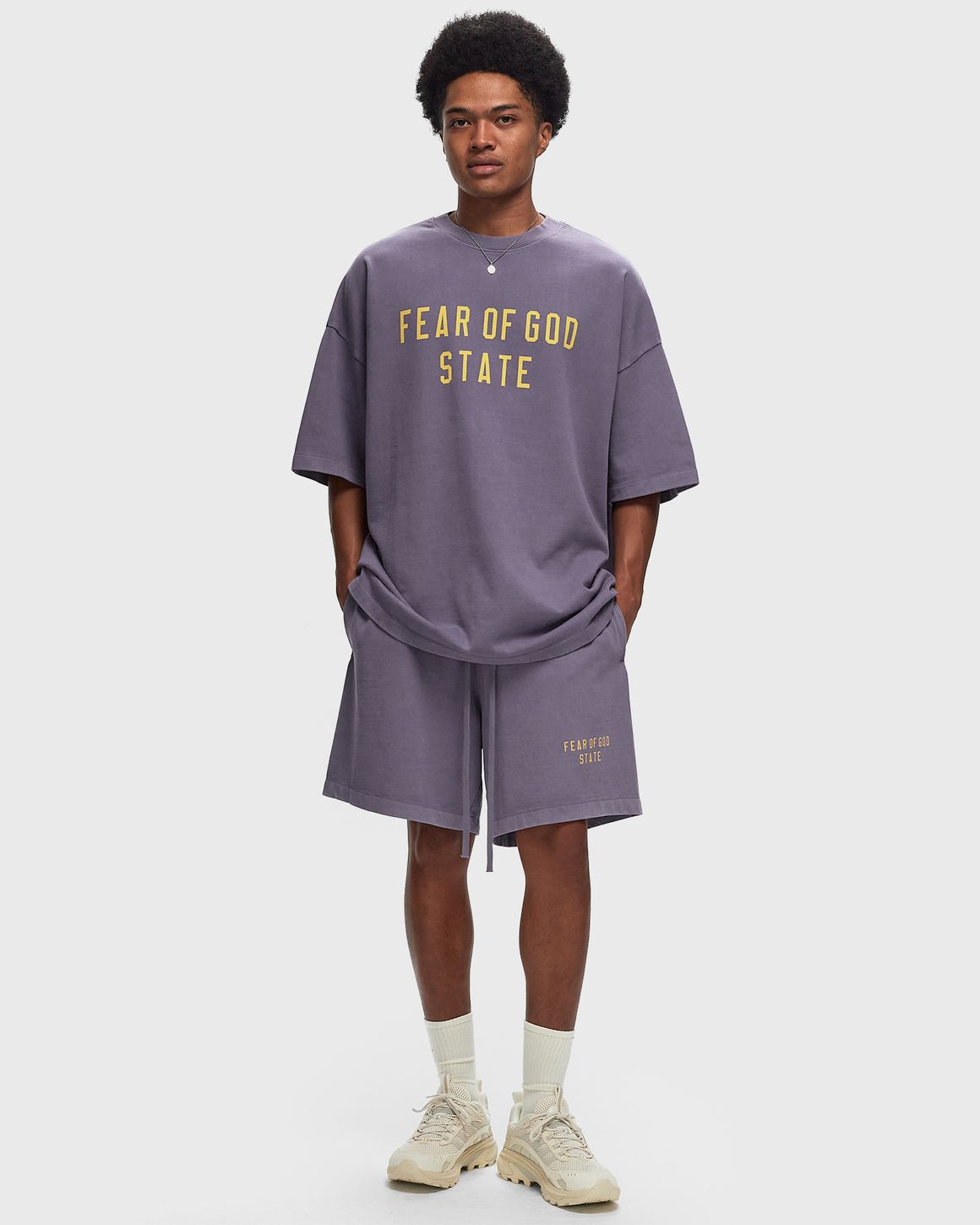 Fear of God Essentials HEAVY JERSEY SOCCER SHORT Purple BSTN Store