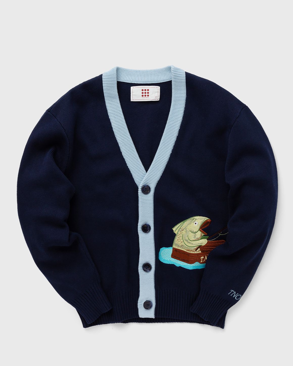 大学生協のスーツ提携店割引 The New Store BSTN | Blue CARDIGAN KNIT FREDDY FISHING Originals トップス