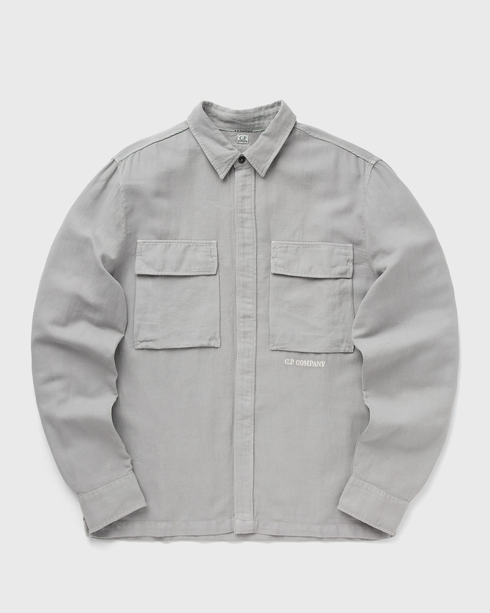 C.P. Company - broken linen/cotton shirts - long sleeve men longsleeves grey in größe:m