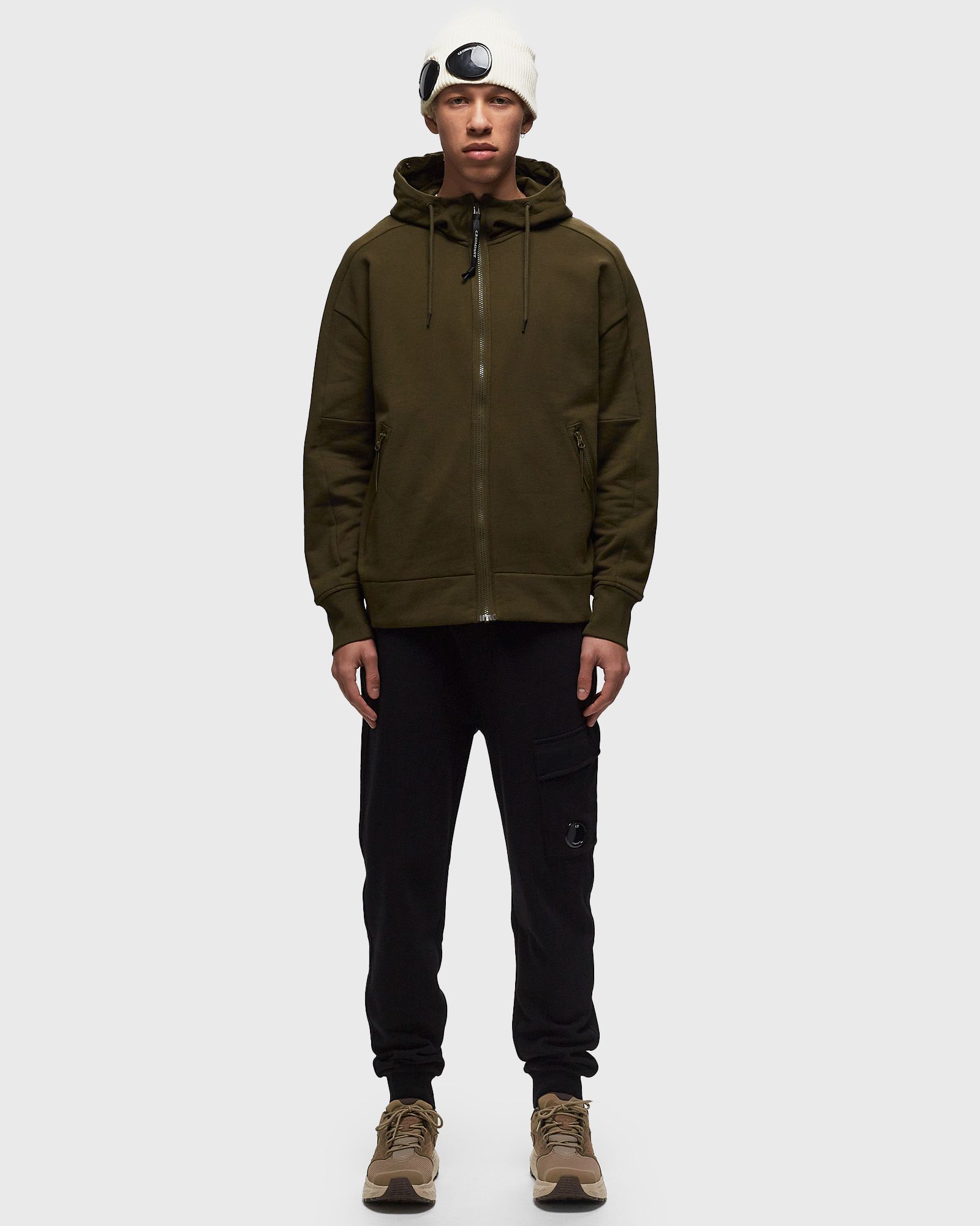 DIAGONAL RAISED FLEECE SWEATSHIRTS - HOODED OPEN