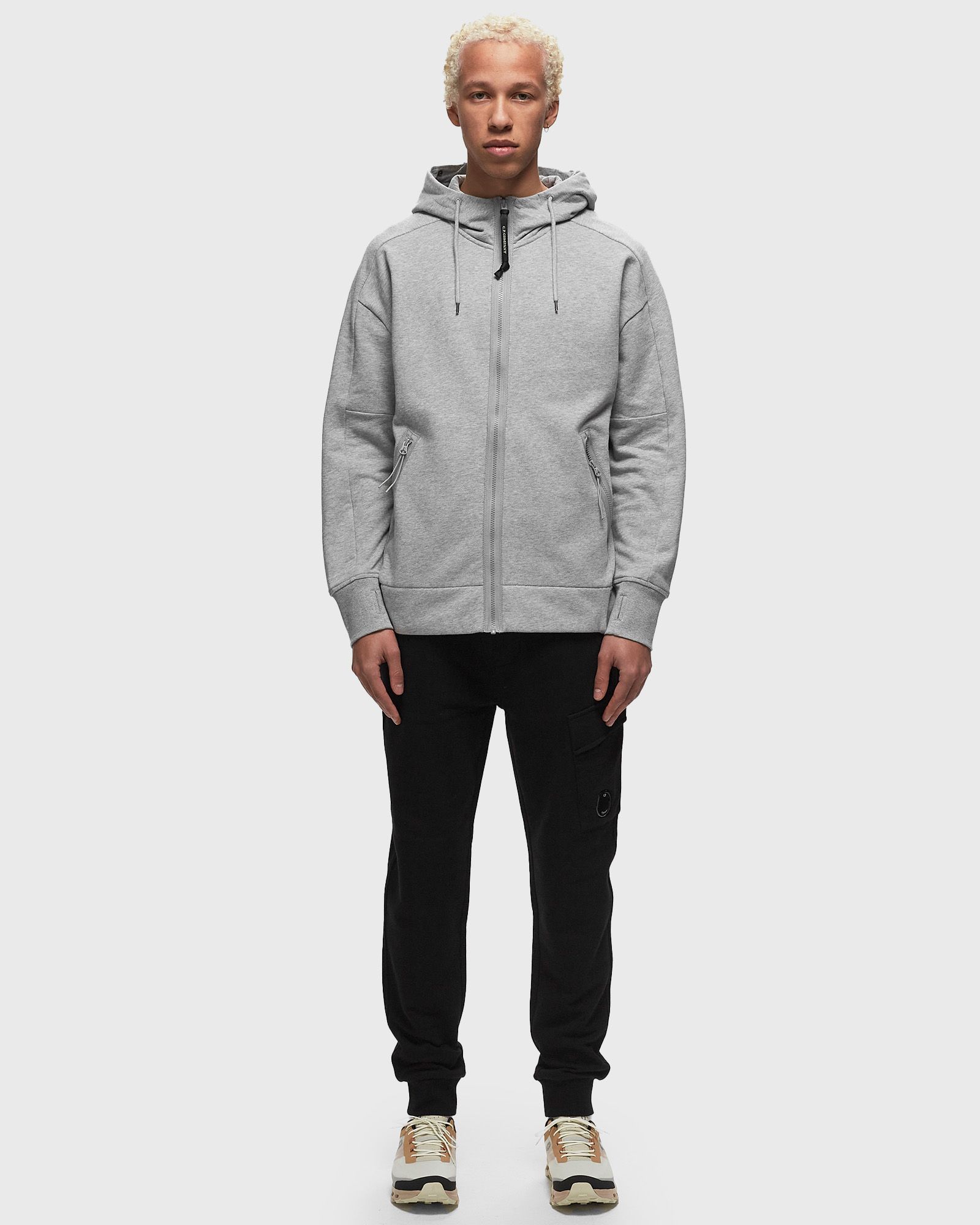 DIAGONAL RAISED FLEECE SWEATSHIRTS - HOODED OPEN