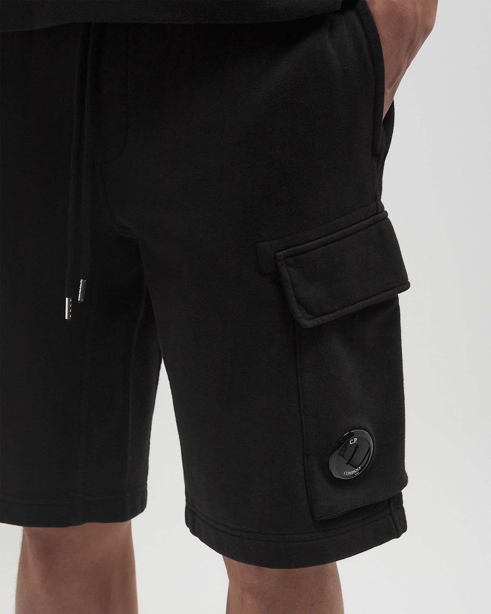COTTON DIAGONAL FLEECE LOGO SHORTS