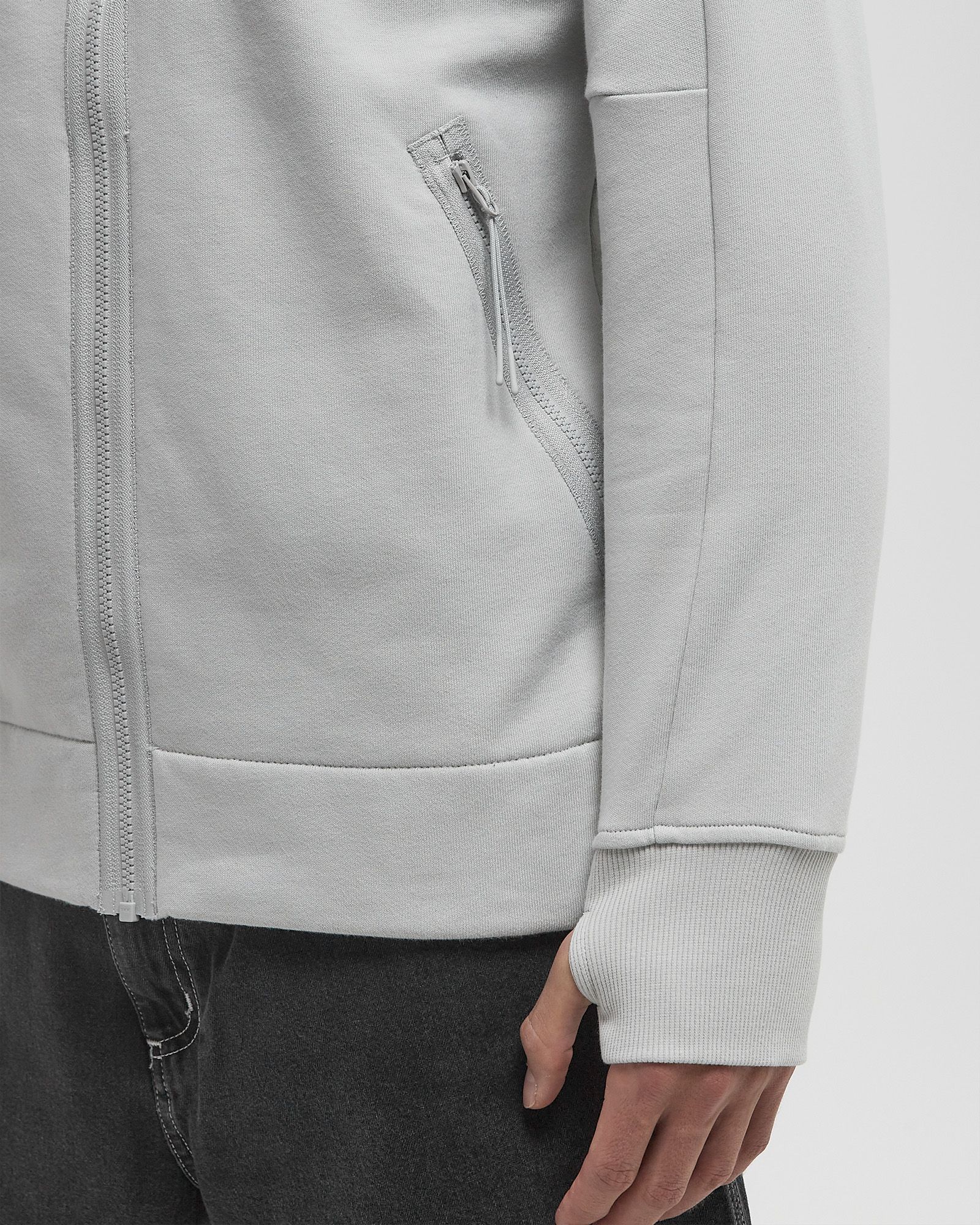 DIAGONAL RAISED FLEECE GOGGLE ZIPPED HOODES SWEATSHIRT