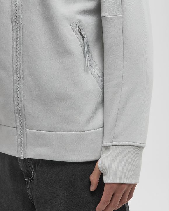 DIAGONAL RAISED FLEECE GOGGLE ZIPPED HOODES SWEATSHIRT