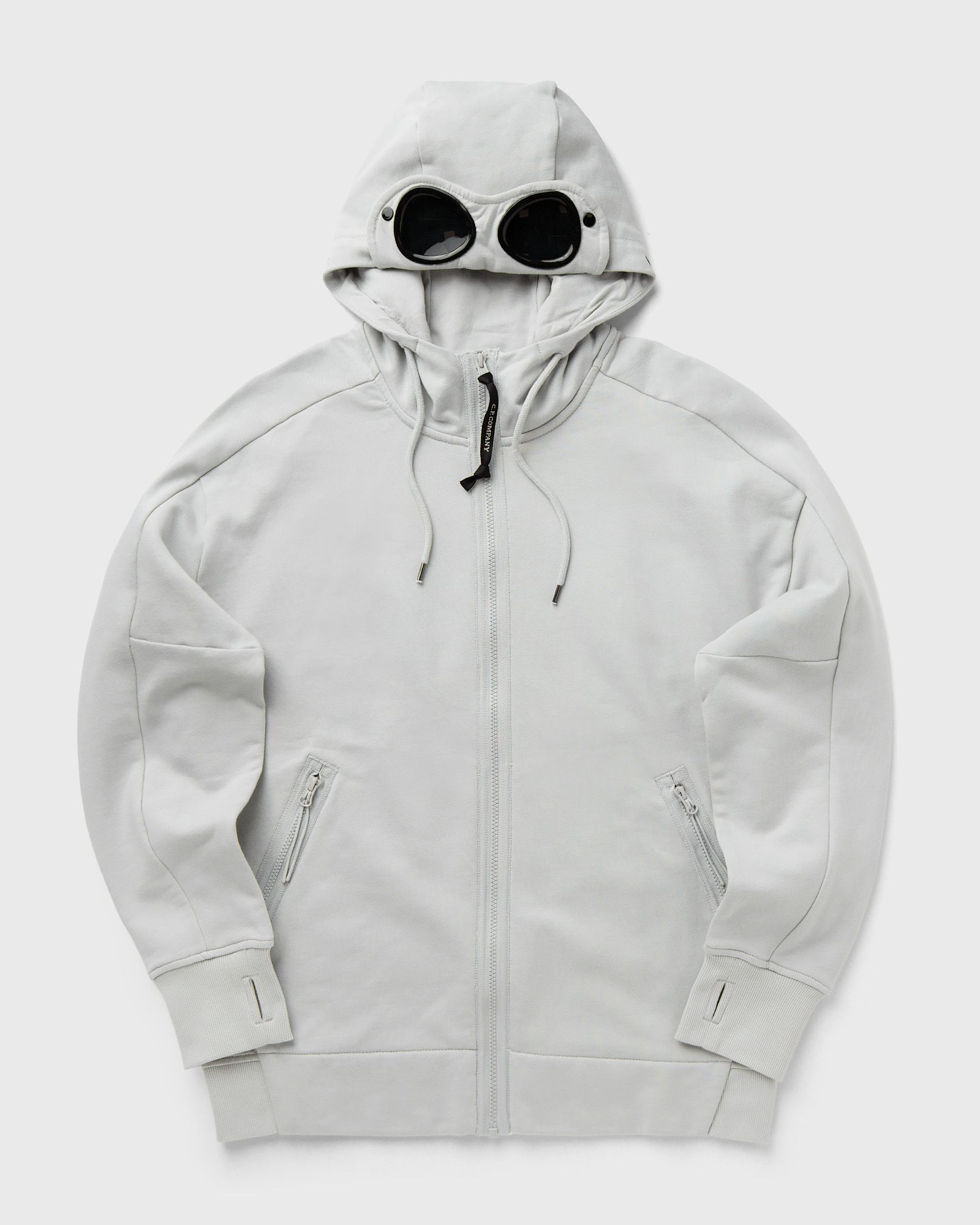 DIAGONAL RAISED FLEECE GOGGLE ZIPPED HOODES SWEATSHIRT