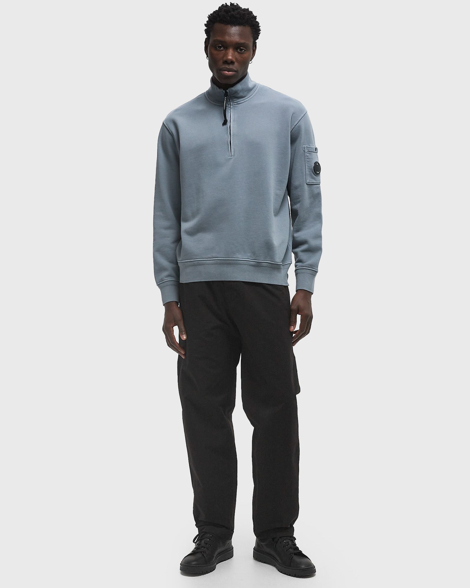 COTTON DIAGONAL FLEECE HALF ZIP SWEATSHIRT