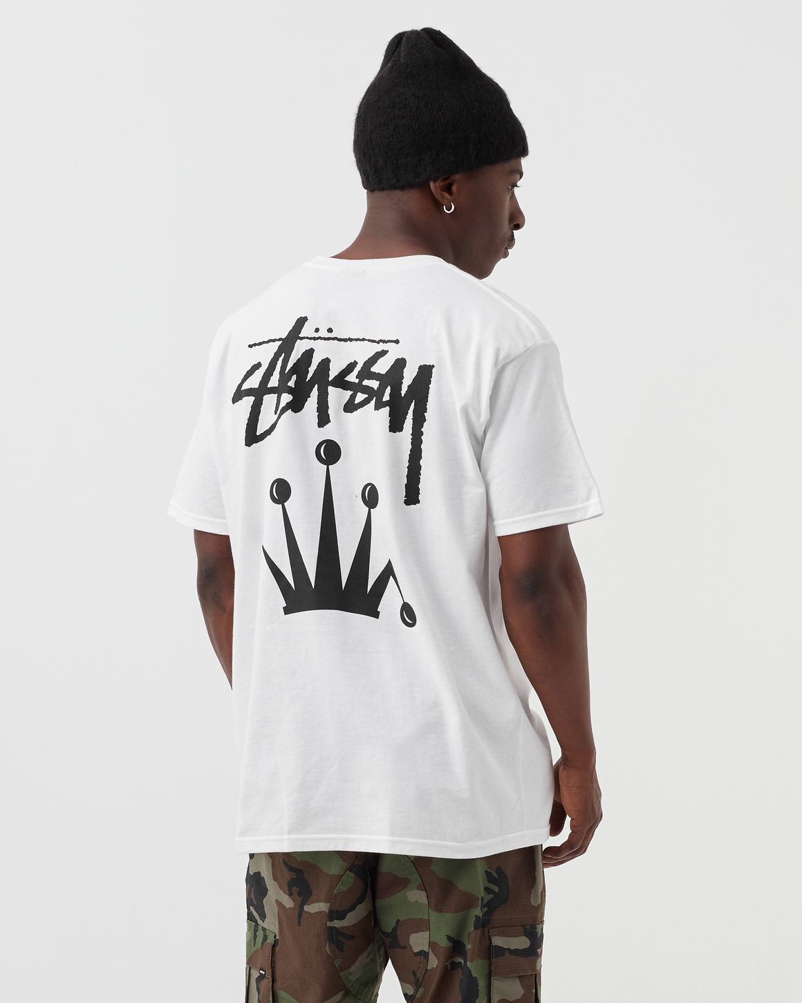 【STUSSY 24'】Stussy Stock Crown 50/50 Tee Stussy Stock Crown 50/50 T-Shirt Black | Glue Store