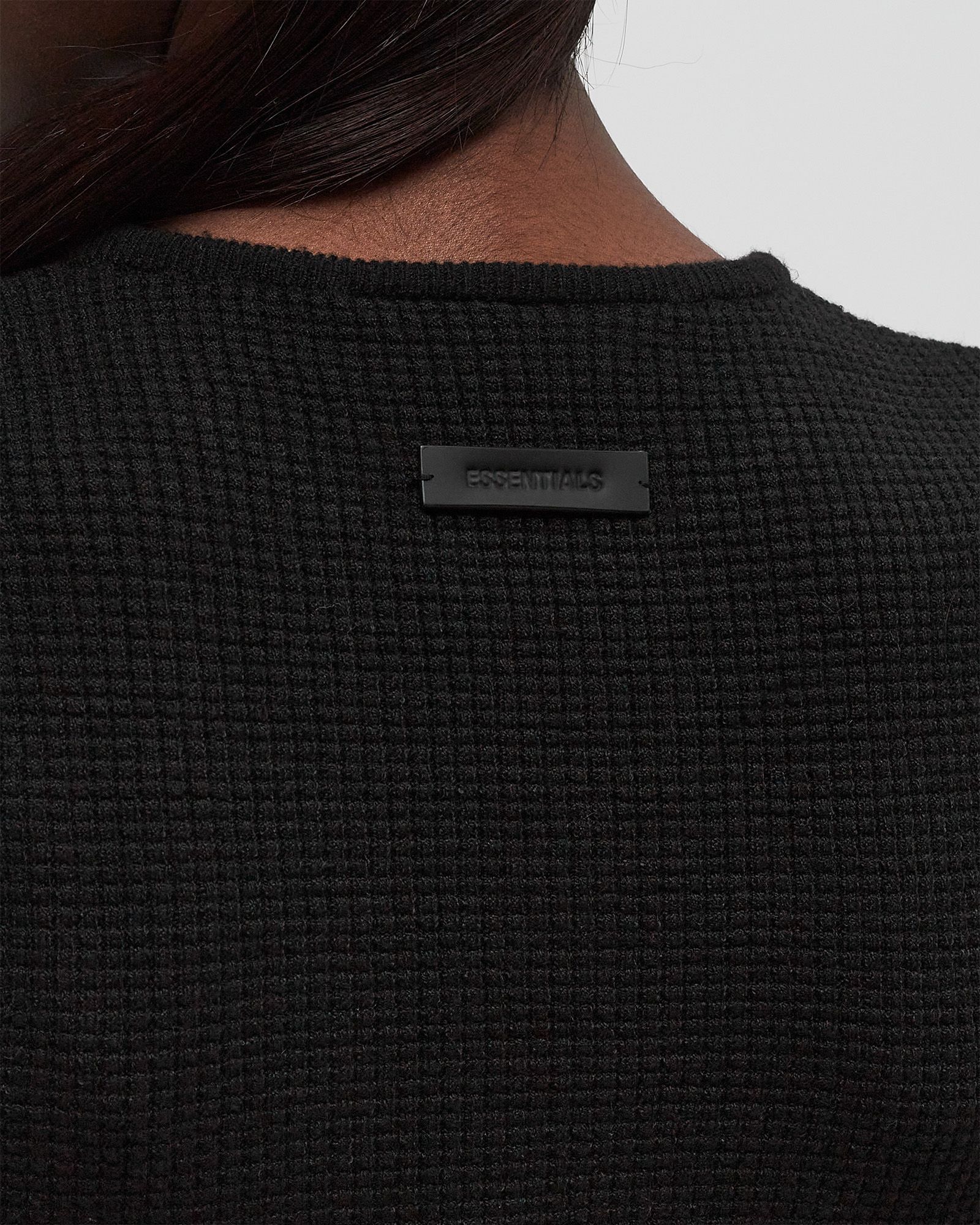 WAFFLE FITTED LONG SLEEVE SWEATER