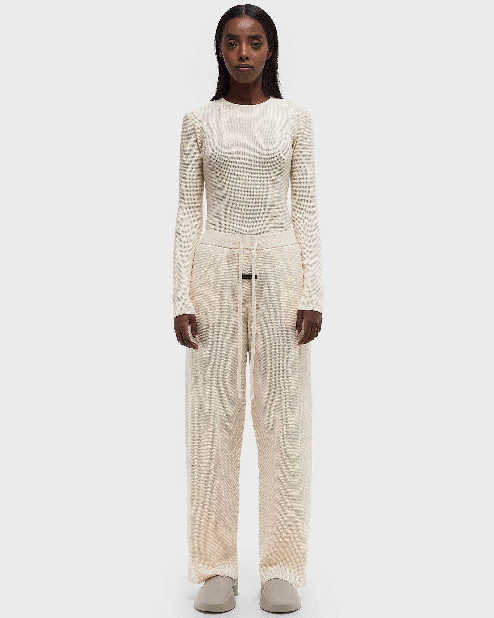 WAFFLE FITTED LONG SLEEVE SWEATER