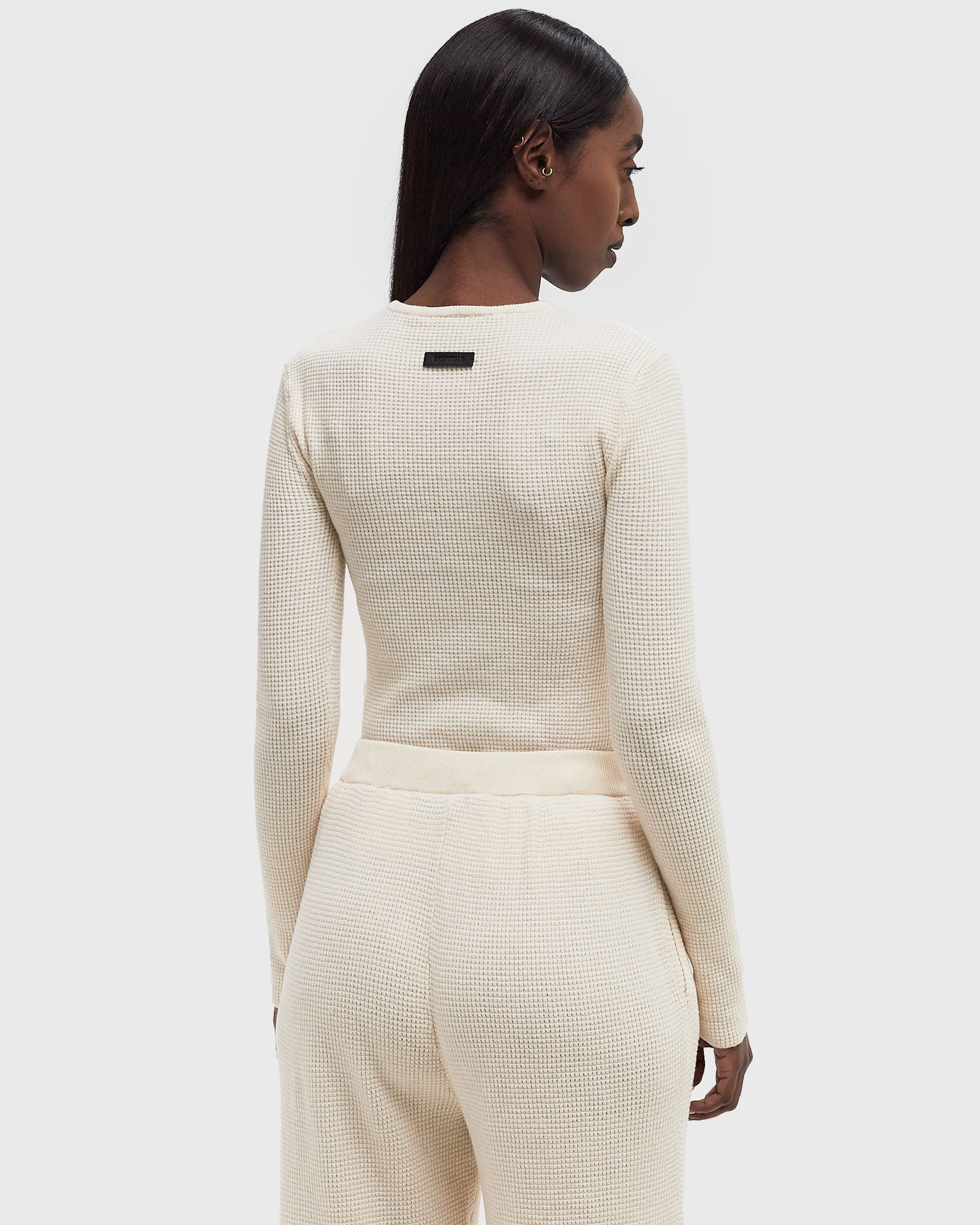 WAFFLE FITTED LONG SLEEVE SWEATER