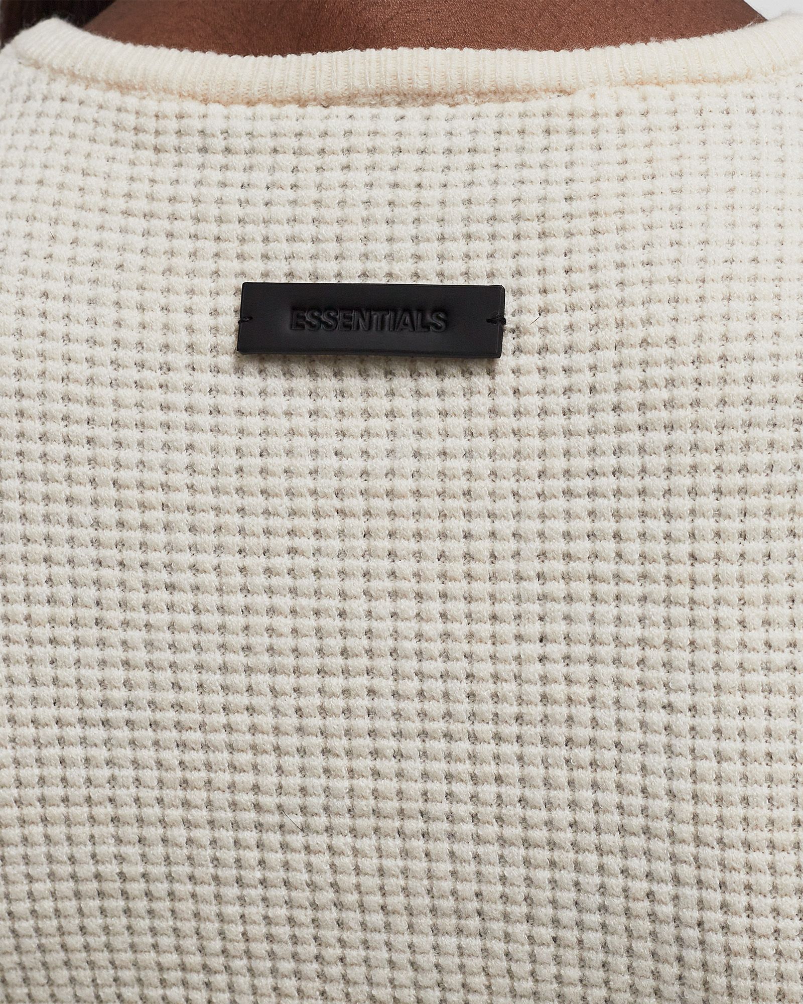 WAFFLE FITTED LONG SLEEVE SWEATER