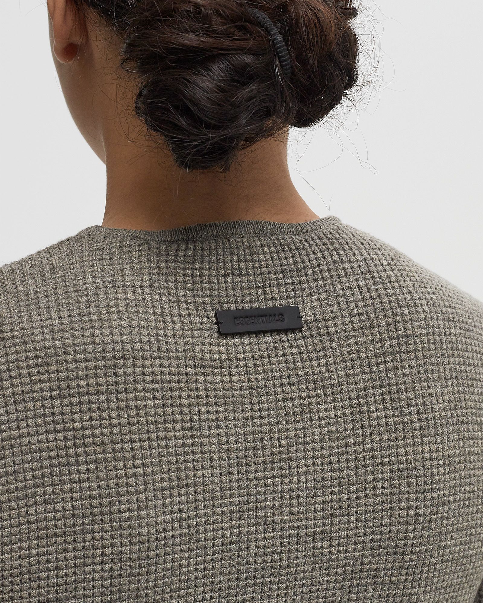 WAFFLE FITTED LONG SLEEVE SWEATER