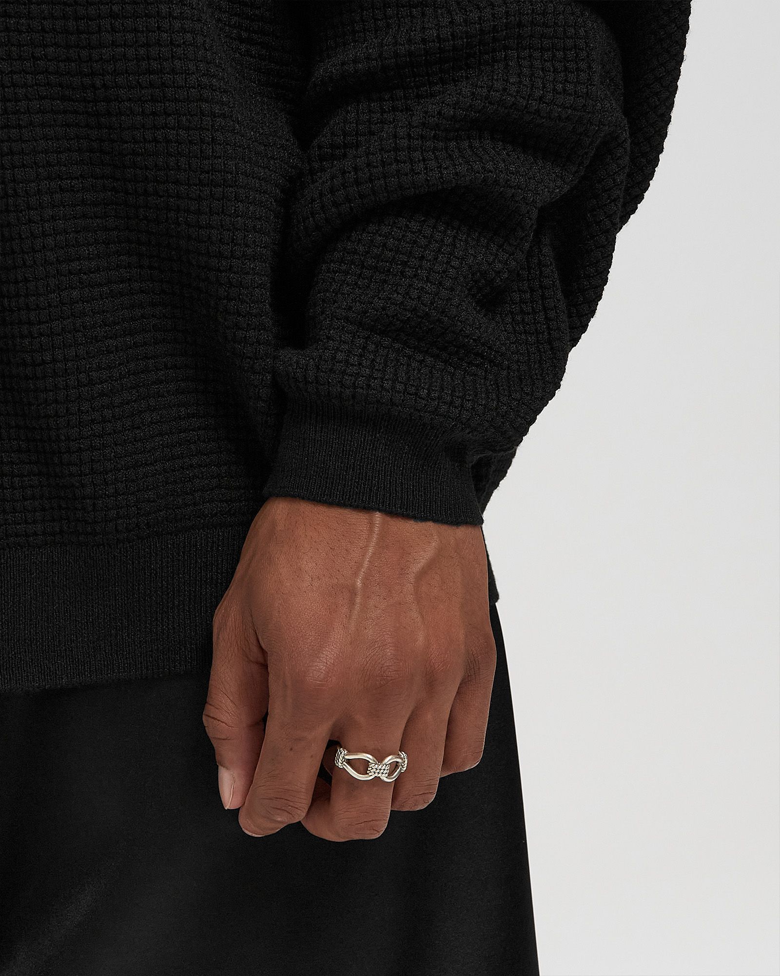 WAFFLE LONG SLEEVE CREWNECK SWEATER