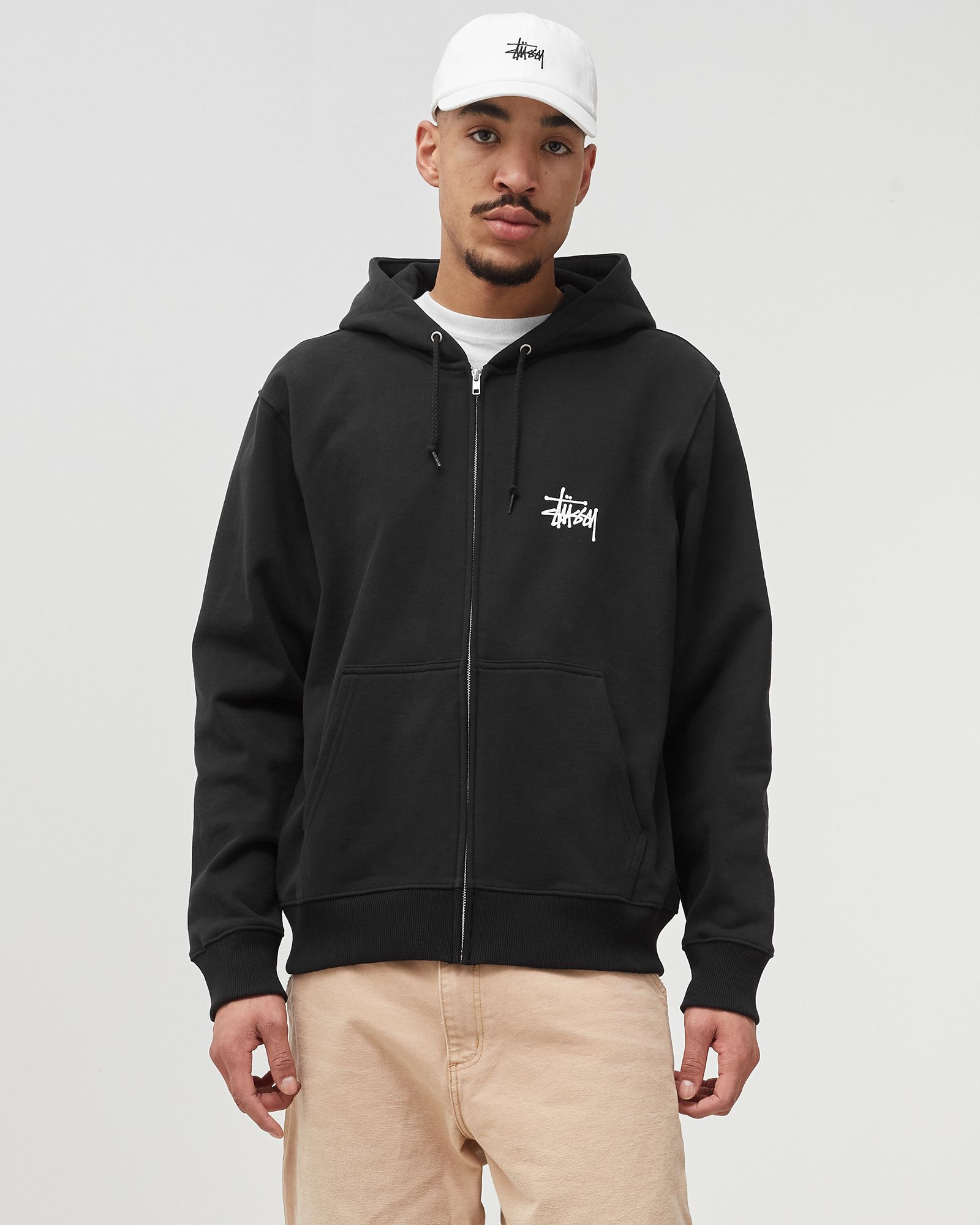 リピート　STUSSY BASIC ZIP FOOD Mサイズ ブラック Stüssy: Men's Basic Zip Hoodie (Black) | DSMNY E-SHOP