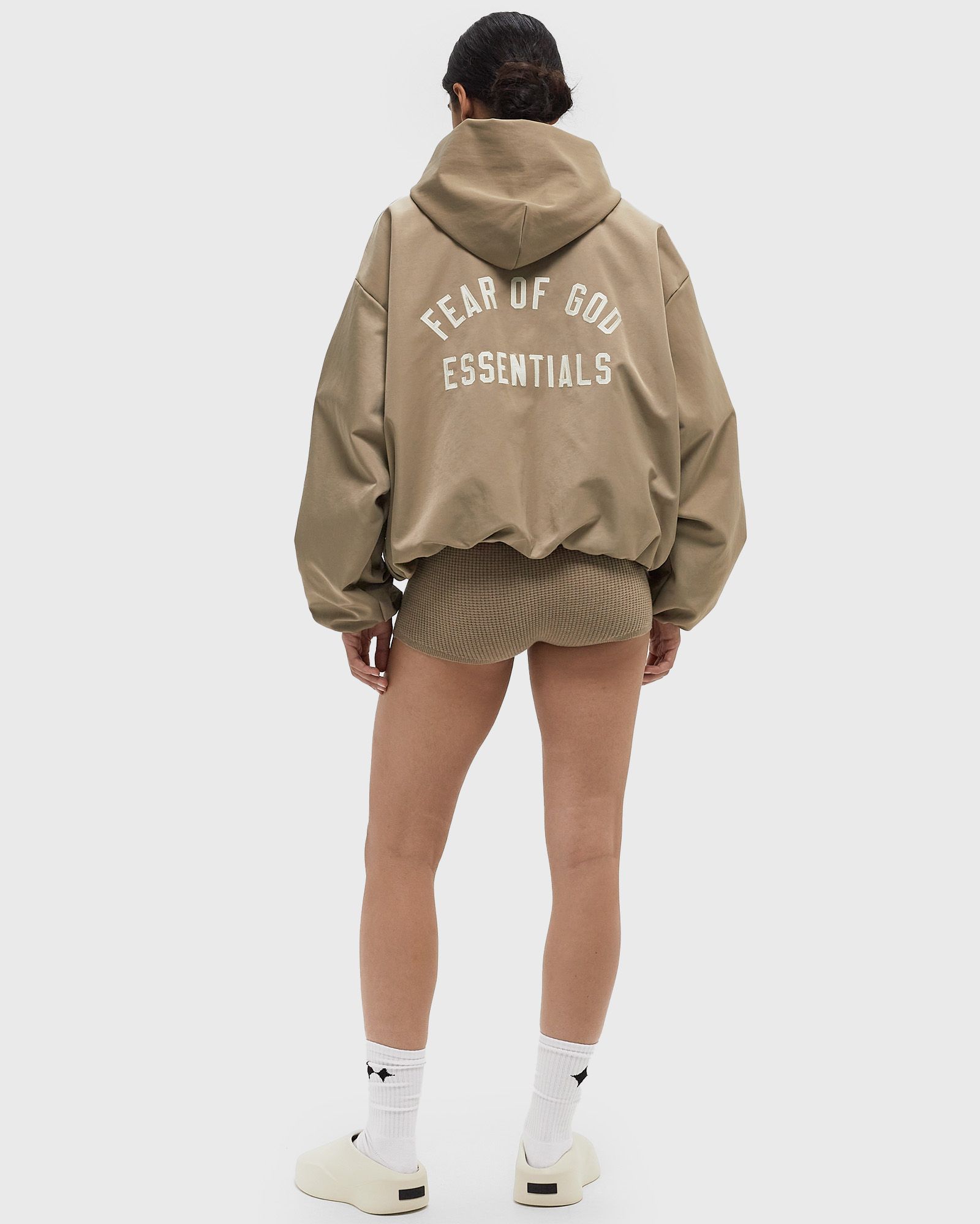 TEXTURED NYLON HOODED BOMBER