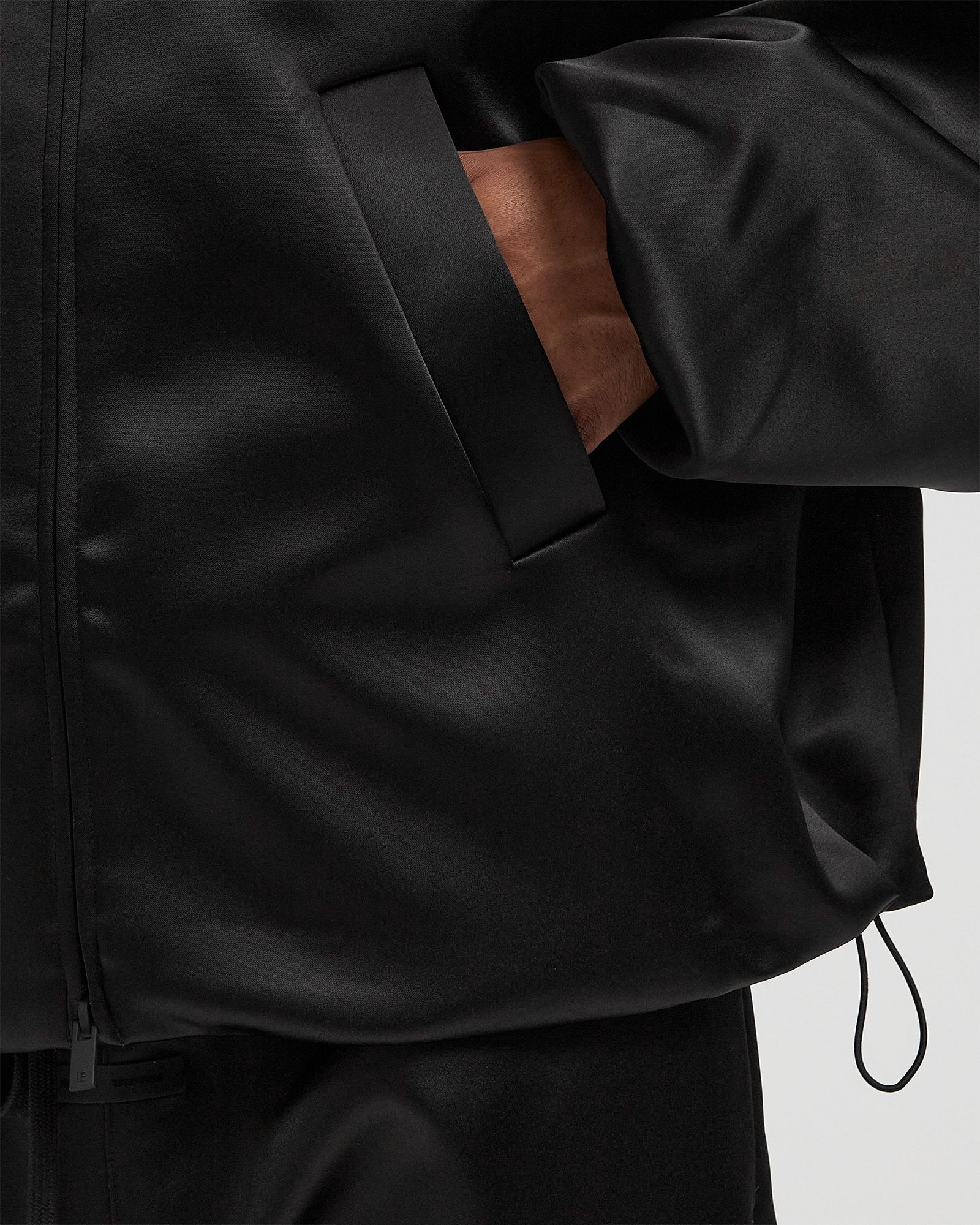 BONDED SATIN ZIP-UP BOMBER