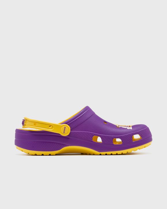 Purple and store yellow crocs