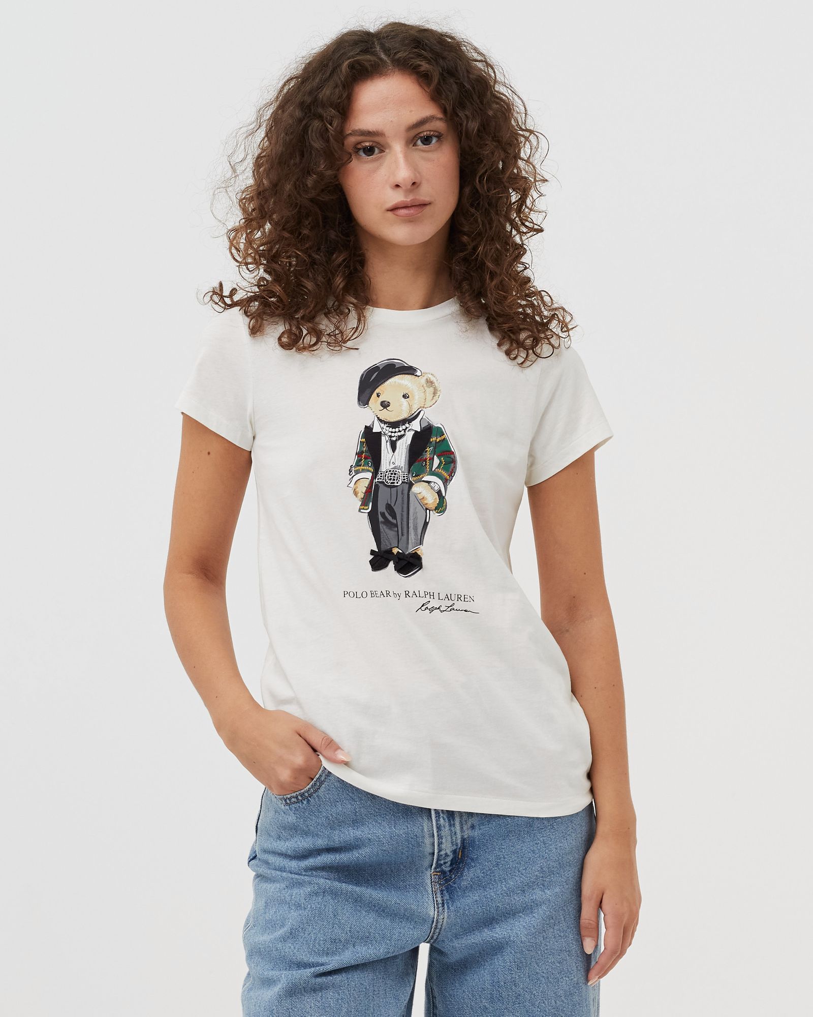 WMNS PLAID TUX BEAR T-SHIRT