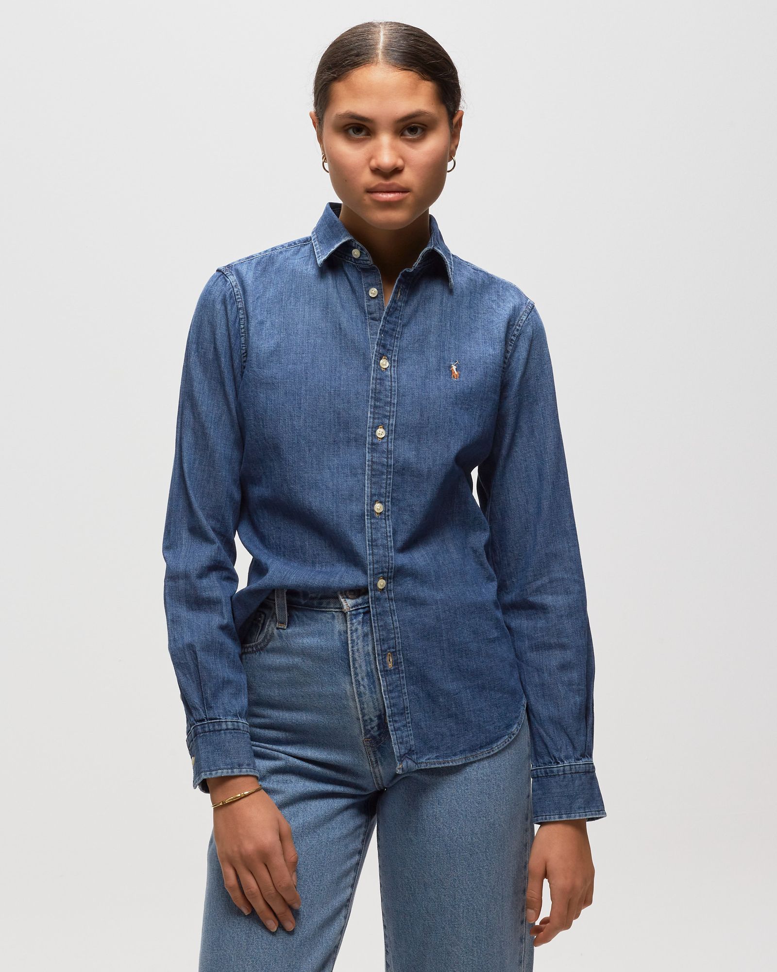 WMNS LONG SLEEVE BUTTON FRONT SHIRT