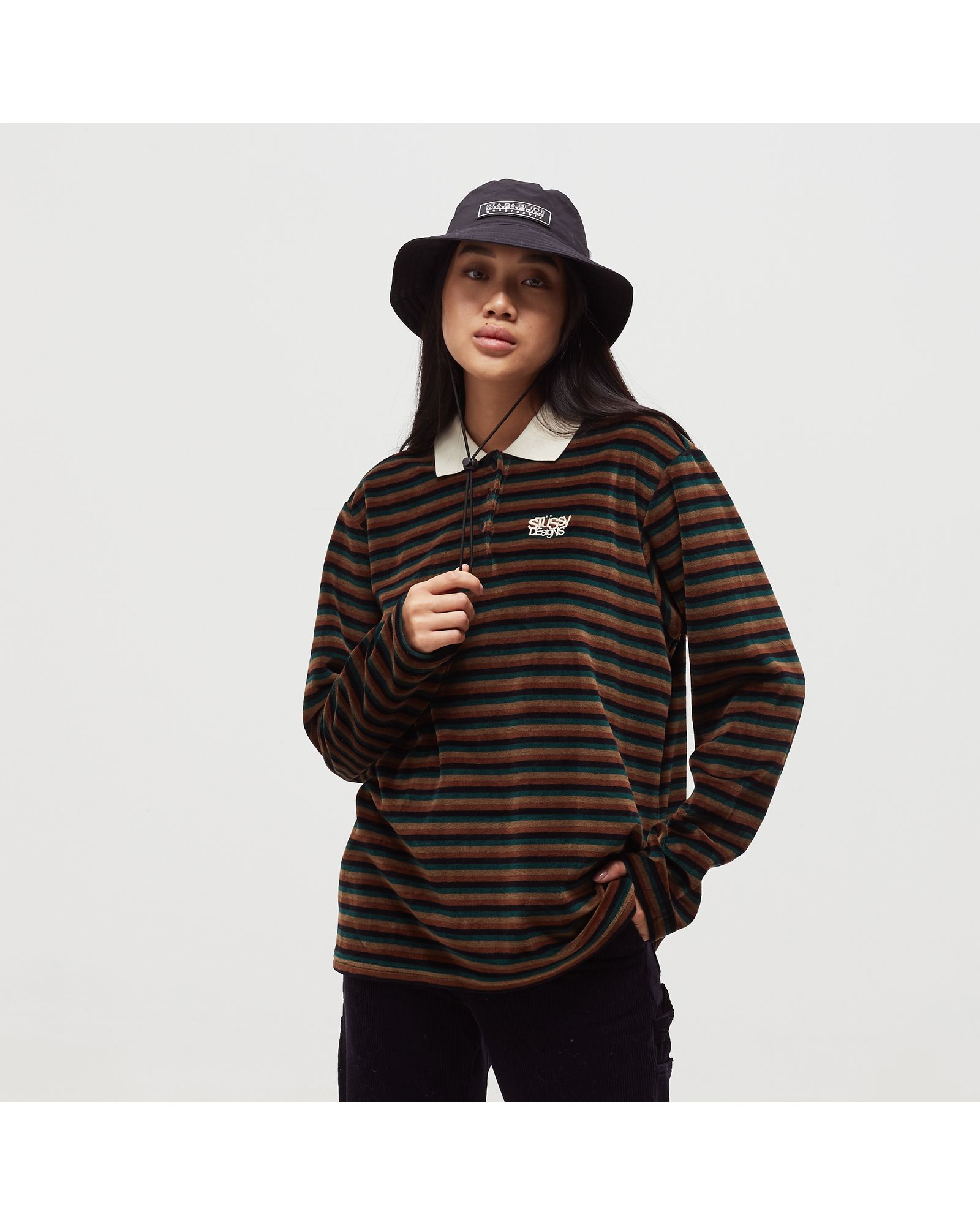 WMNS ROSEMARY VELOUR STRIPE LS POLO