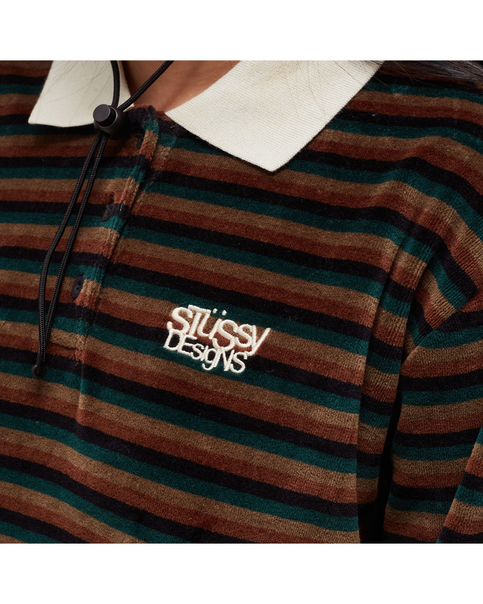 WMNS ROSEMARY VELOUR STRIPE LS POLO