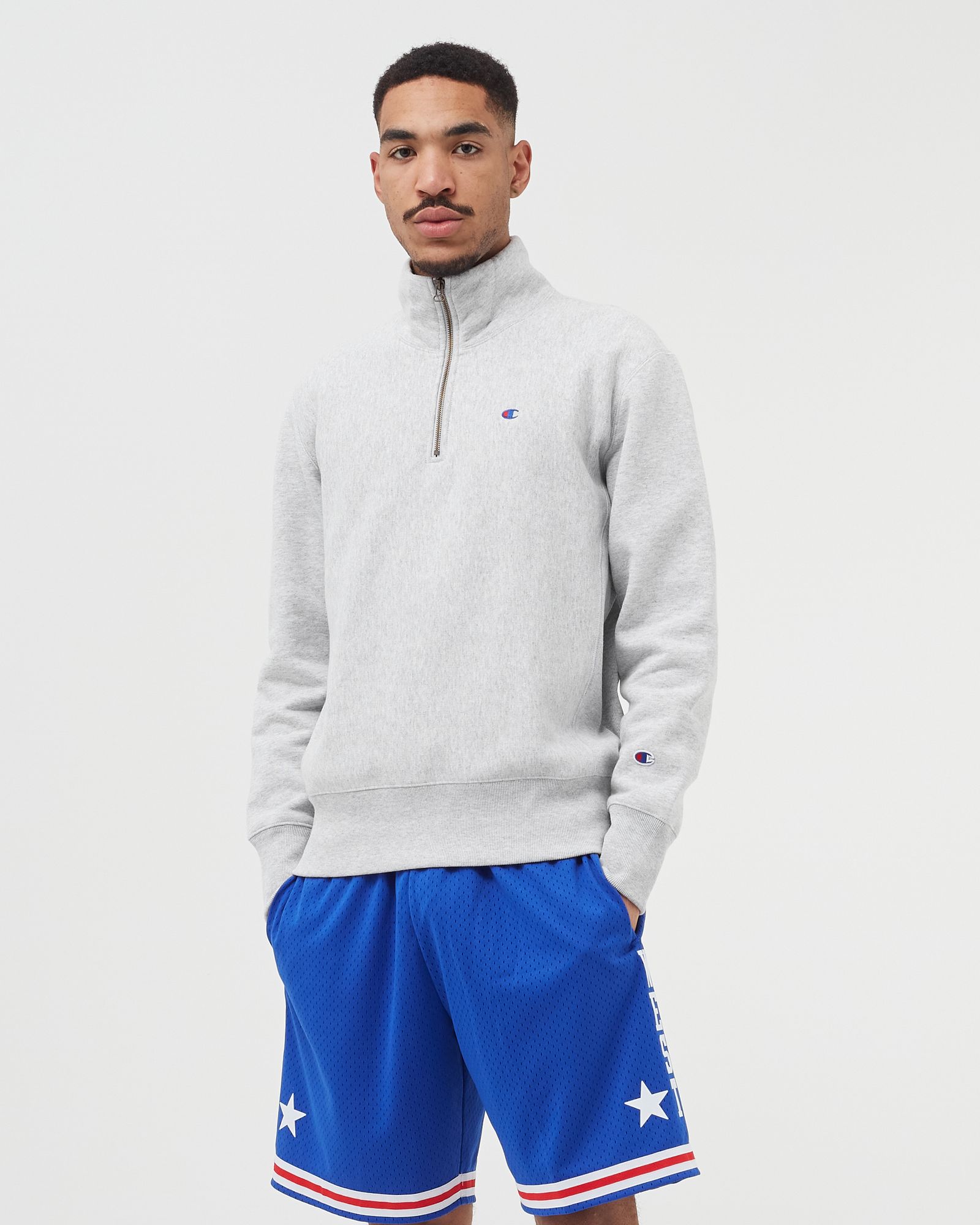 HALF ZIP-UP REVERSE WEAVE SWEATSHIRT