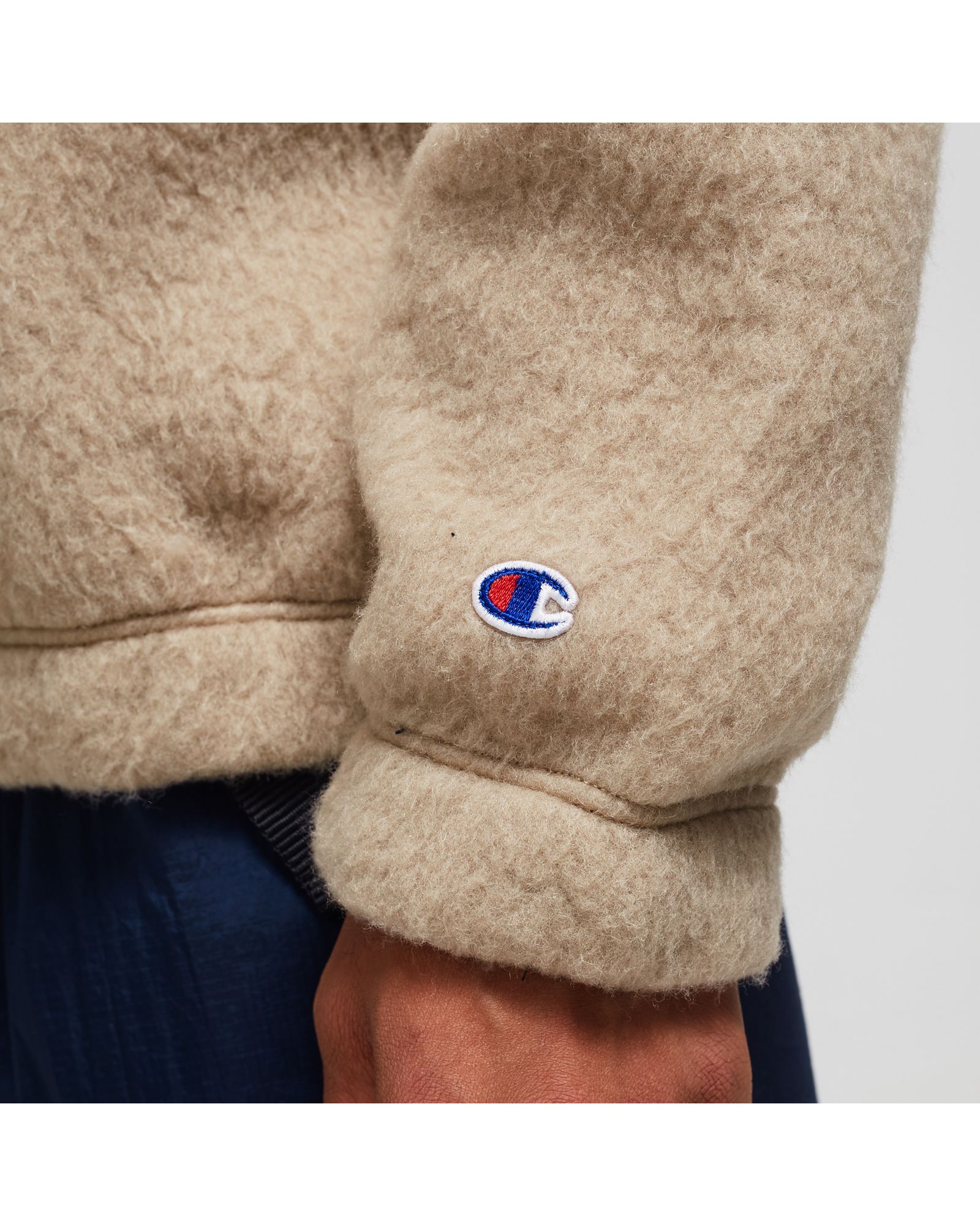 OVERSIZED C LOGO HALF ZIP-UP TEDDY HOODIE