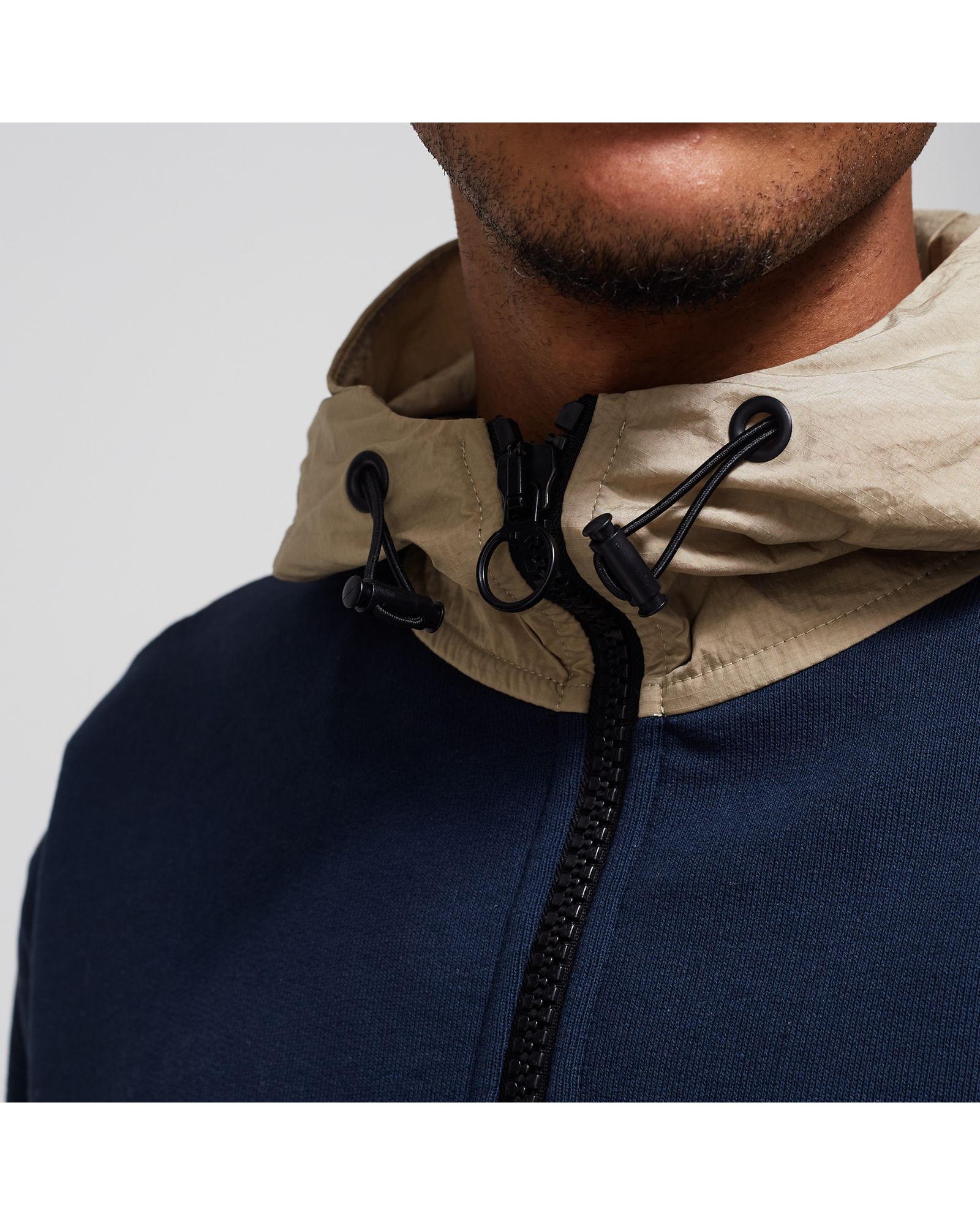 OVERSIZED C LOGO HALF ZIP-UP TEDDY HOODIE