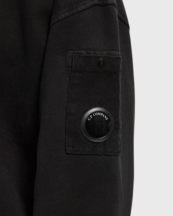 BRUSHED AND EMERIZED DIAGONAL FLEECE MIXED BOXY CREWNECK LENS SWEATSHIRT