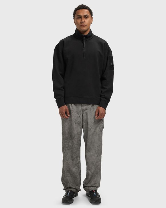 BRUSHED AND EMERIZED DIAGONAL FLEECE MIXED BOXY CREWNECK LENS SWEATSHIRT