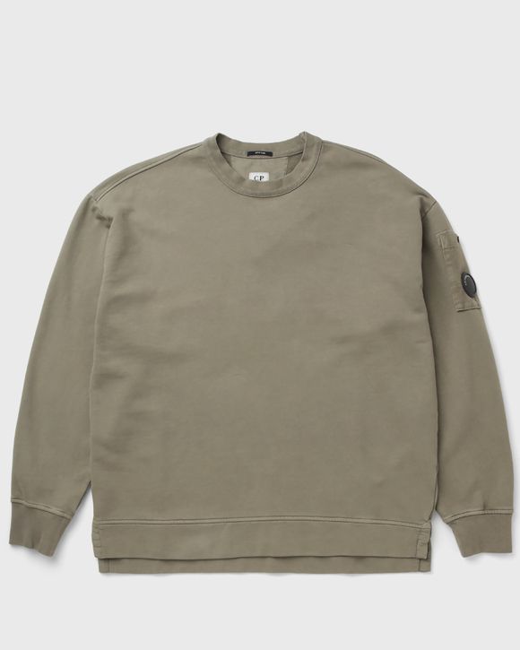 BRUSHED AND EMERIZED DIAGONAL FLEECE MIXED BOXY CREWNECK LENS SWEATSHIRT