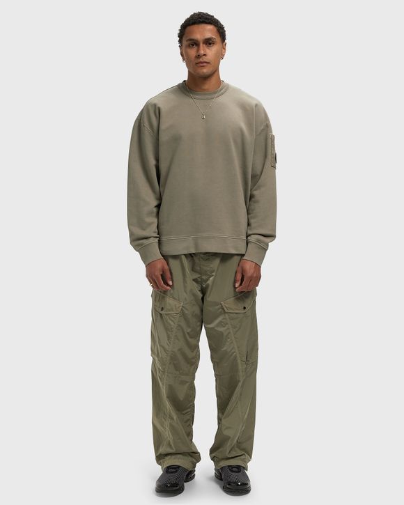 BRUSHED AND EMERIZED DIAGONAL FLEECE MIXED BOXY CREWNECK LENS SWEATSHIRT