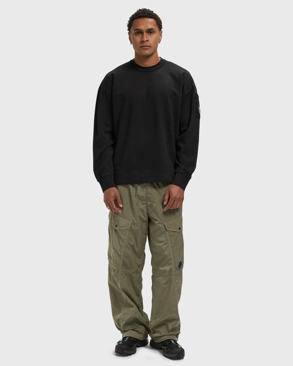 BRUSHED AND EMERIZED DIAGONAL FLEECE MIXED BOXY HALF ZIP LENS SWEATSHIRT