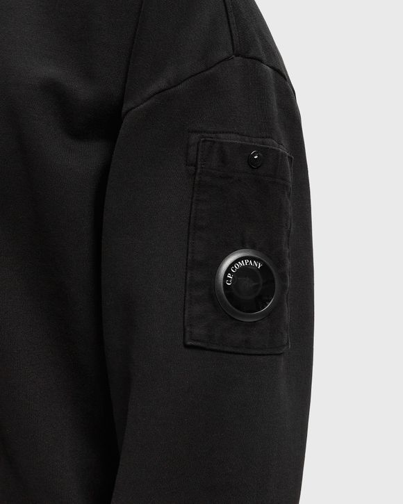 BRUSHED AND EMERIZED DIAGONAL FLEECE MIXED BOXY HALF ZIP LENS SWEATSHIRT