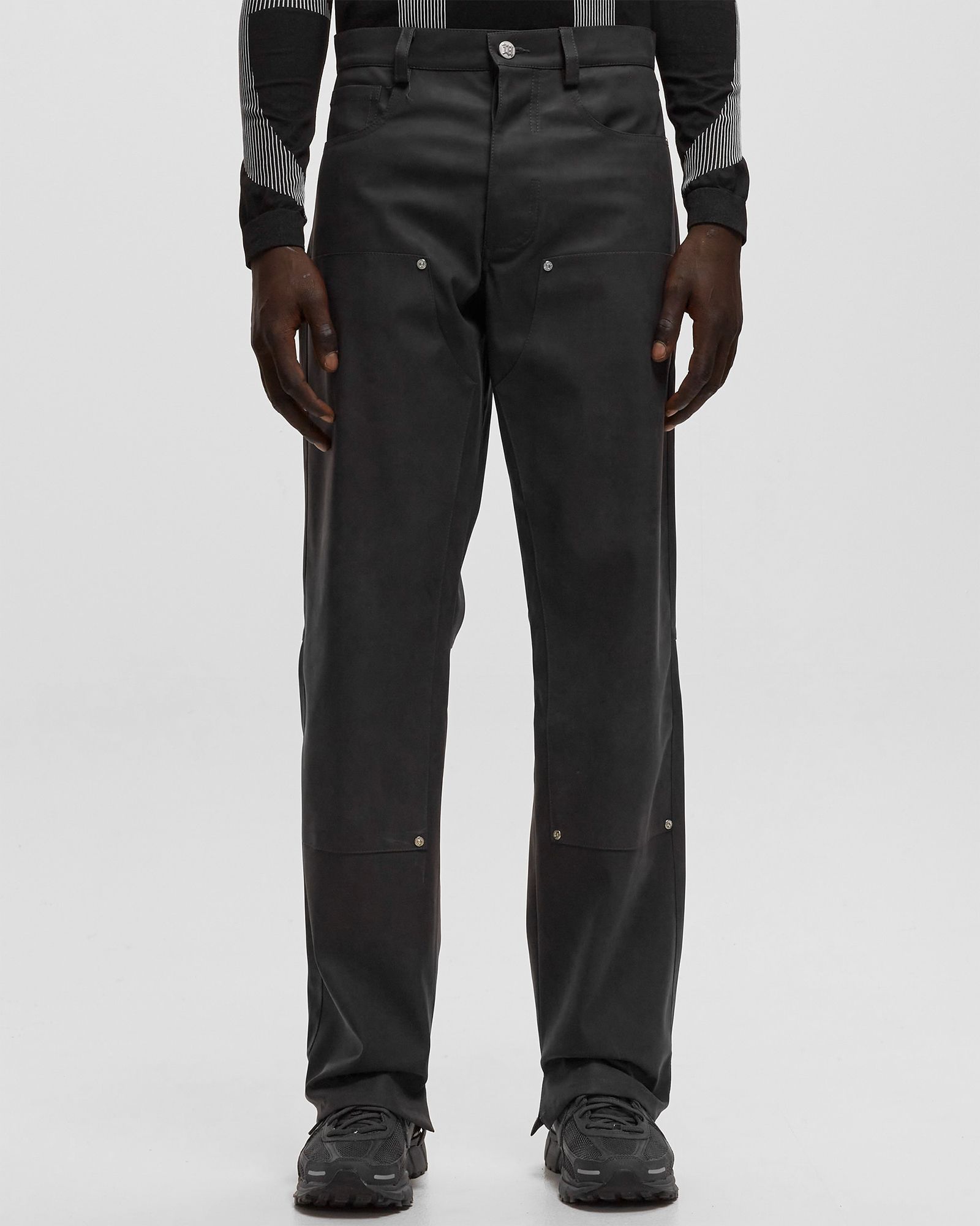 VEGAN LEATHER CARPENTER TROUSERS FADED