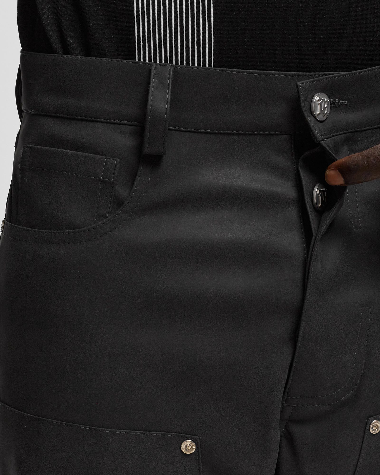 VEGAN LEATHER CARPENTER TROUSERS FADED