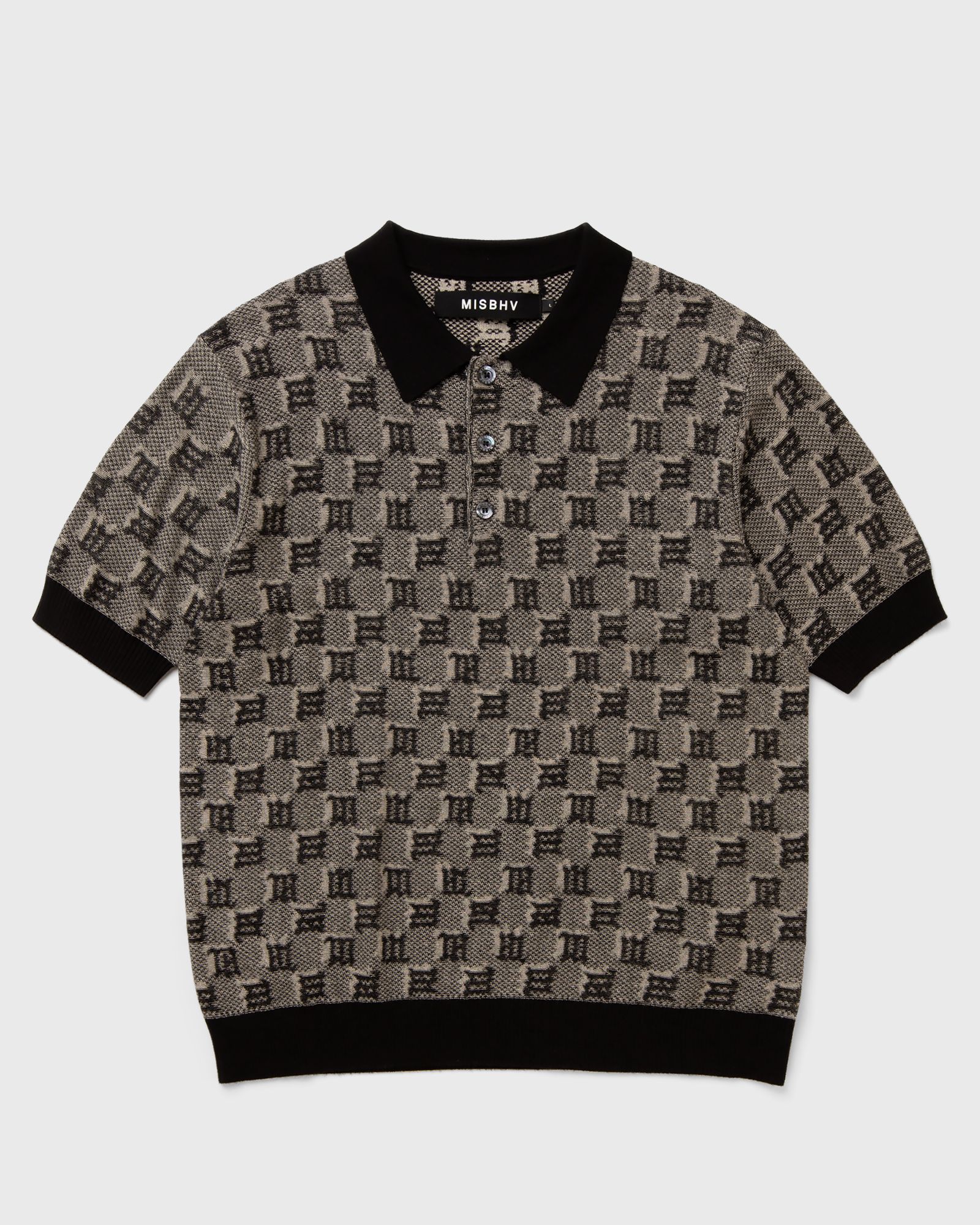 SILK WOOL KNITTED MONOGRAM POLO TEE