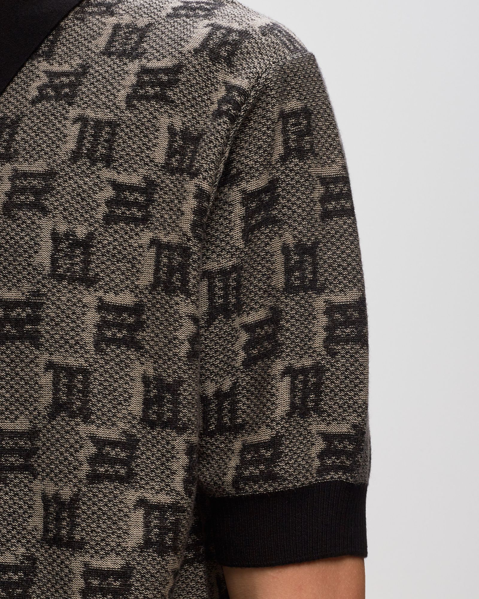 SILK WOOL KNITTED MONOGRAM POLO TEE