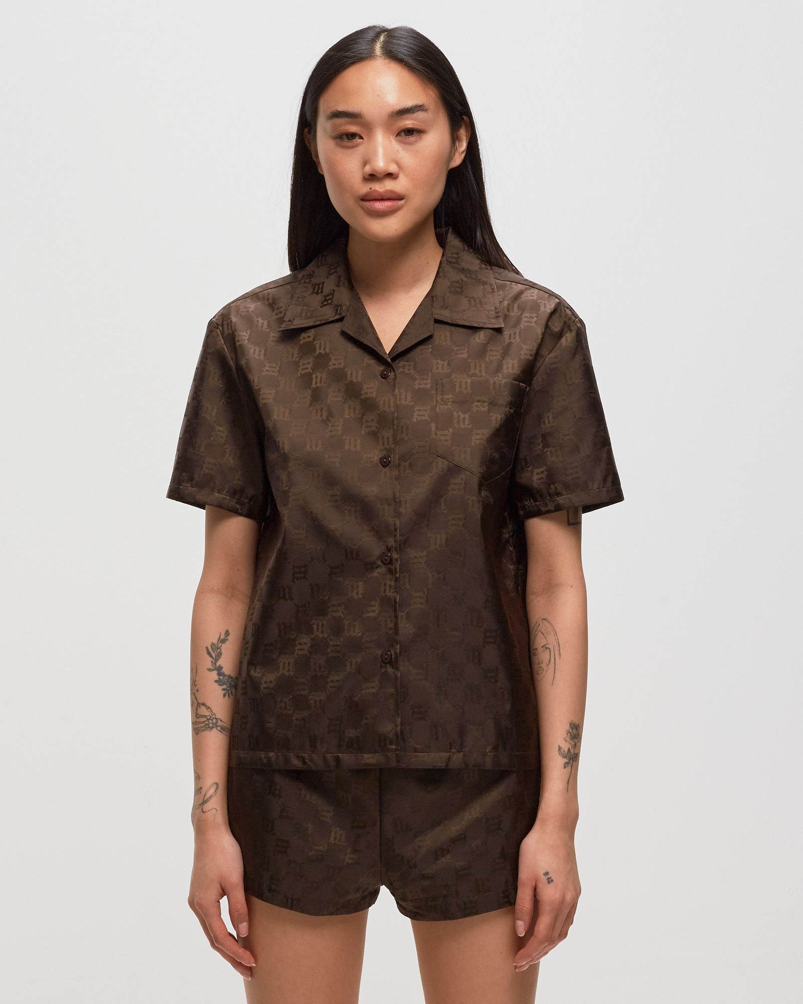 NYLON MONOGRAM CROPPED SHIRT