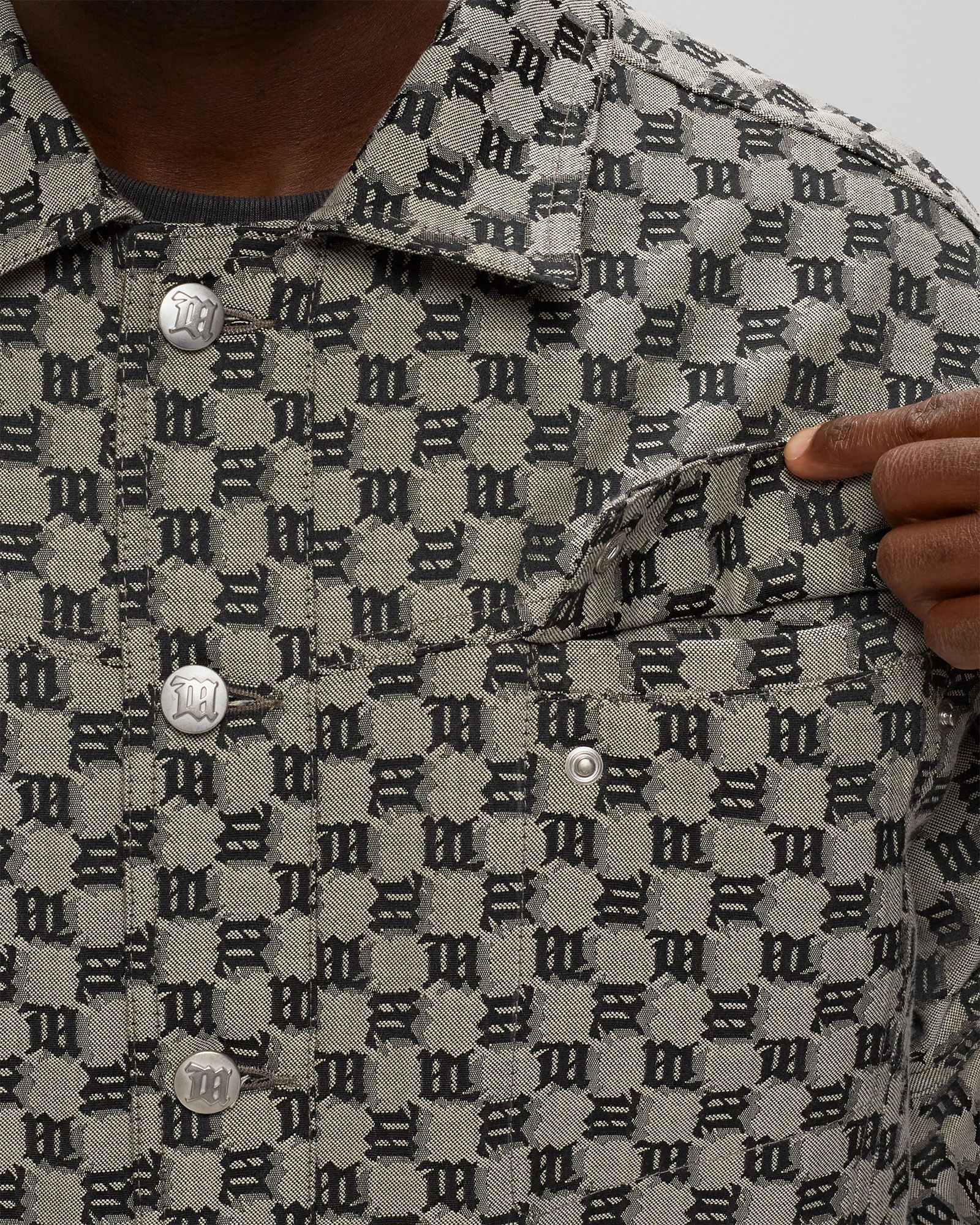 JACQUARD CANVAS MONOGRAM TRUCKER JACKET