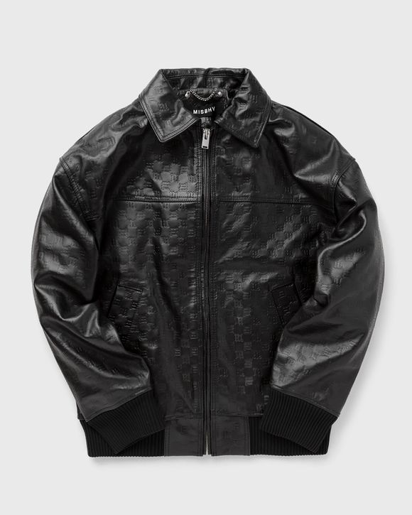 MISBHV MONOGRAM EMBOSSED BANDIT LEATHER JACKET Black | BSTN