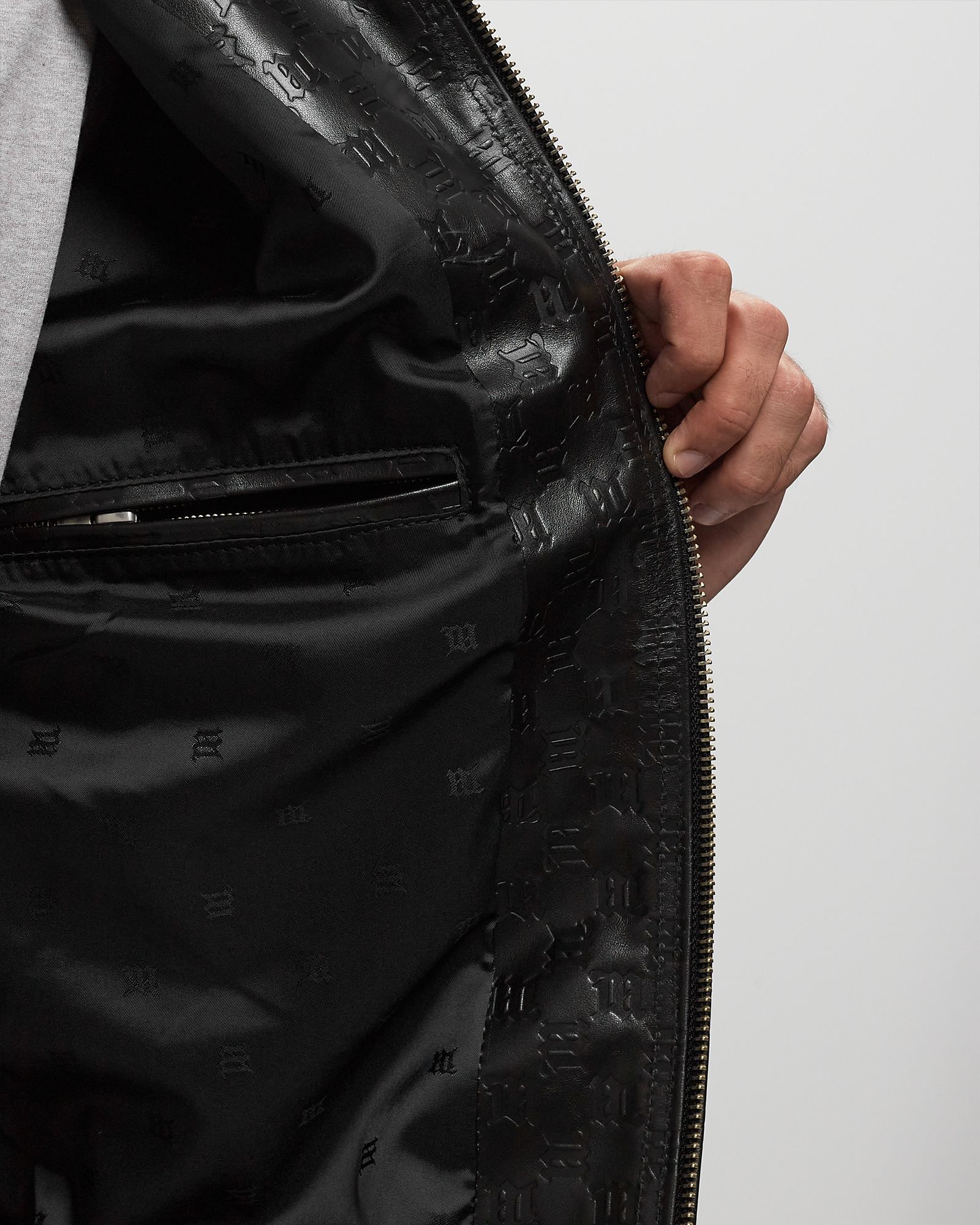 MONOGRAM EMBOSSED BANDIT LEATHER JACKET