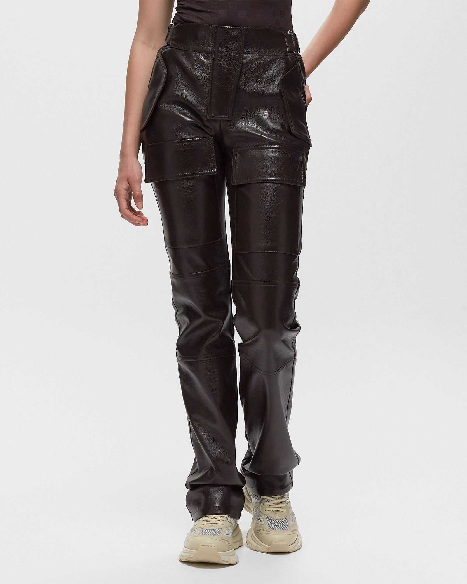 FAUX LEATHER MOTO TROUSERS