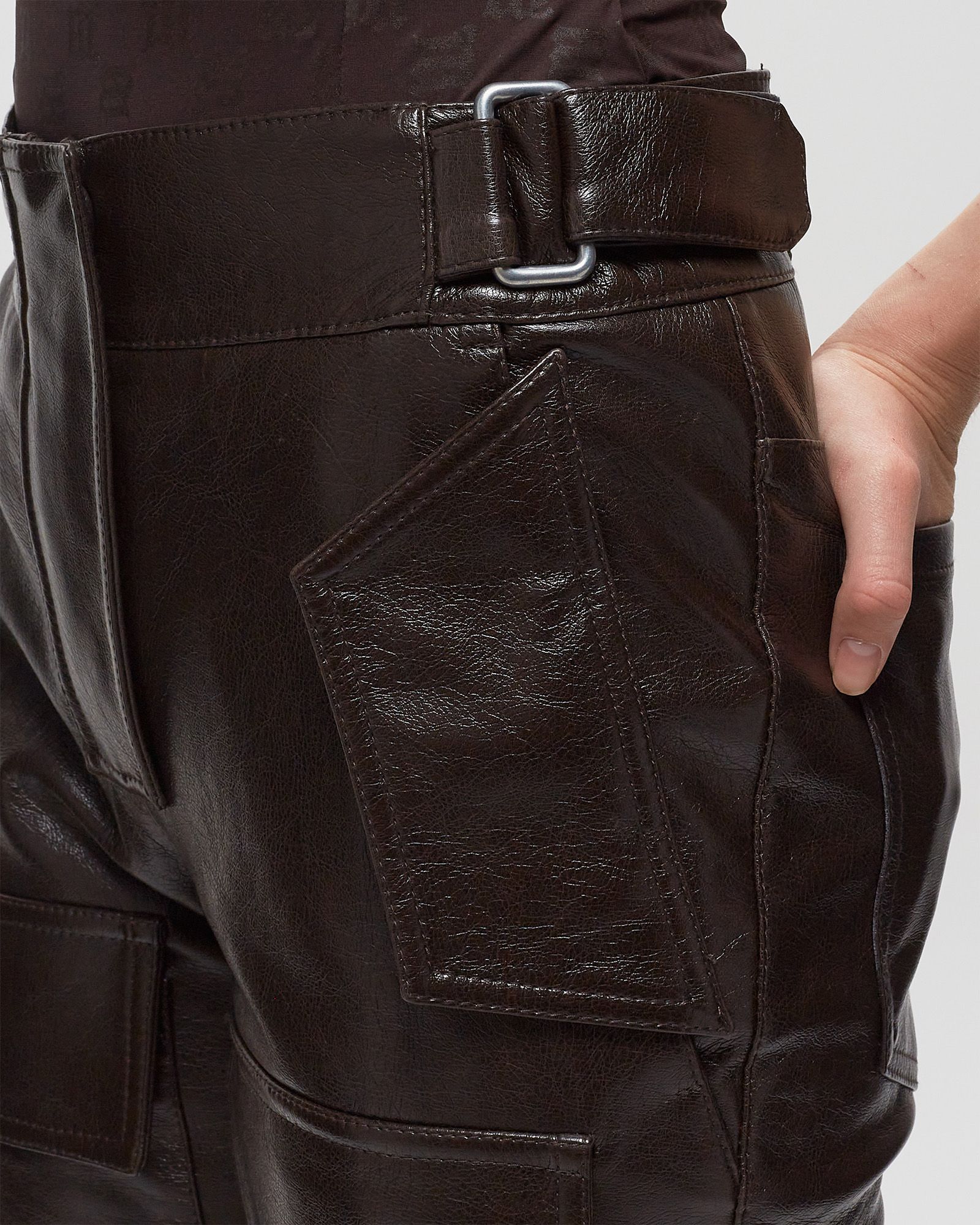 FAUX LEATHER MOTO TROUSERS