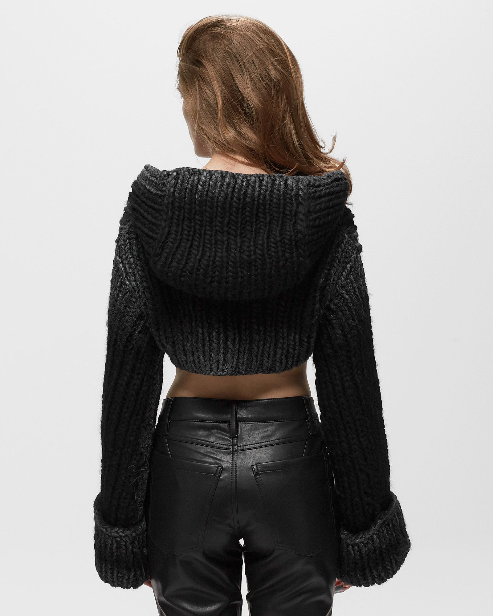 BULKY WAX KNITTED HOODED TOP