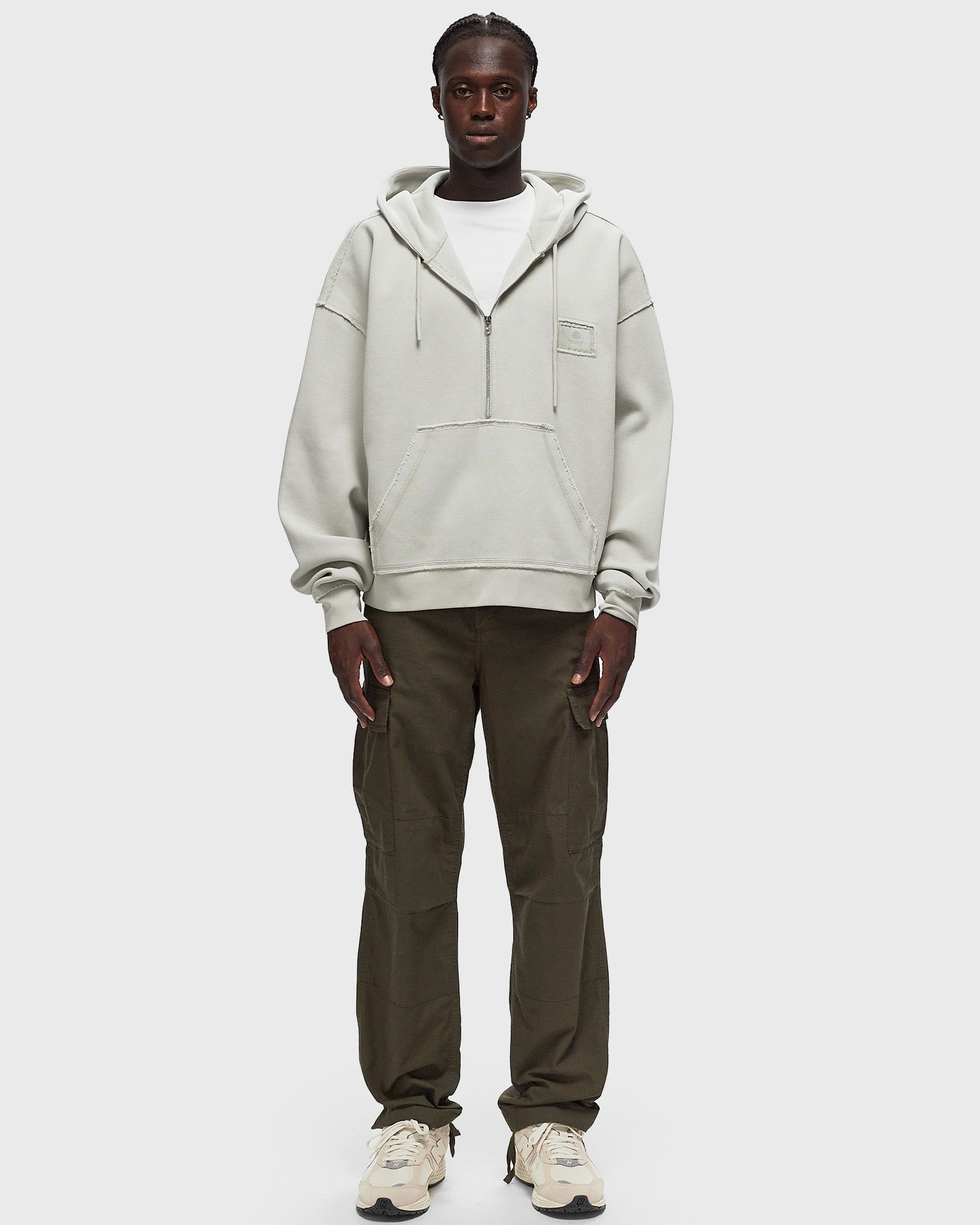 New Amsterdam HALF ZIP HOODIE ALMOST AQUA ZIP Grey | BSTN Store