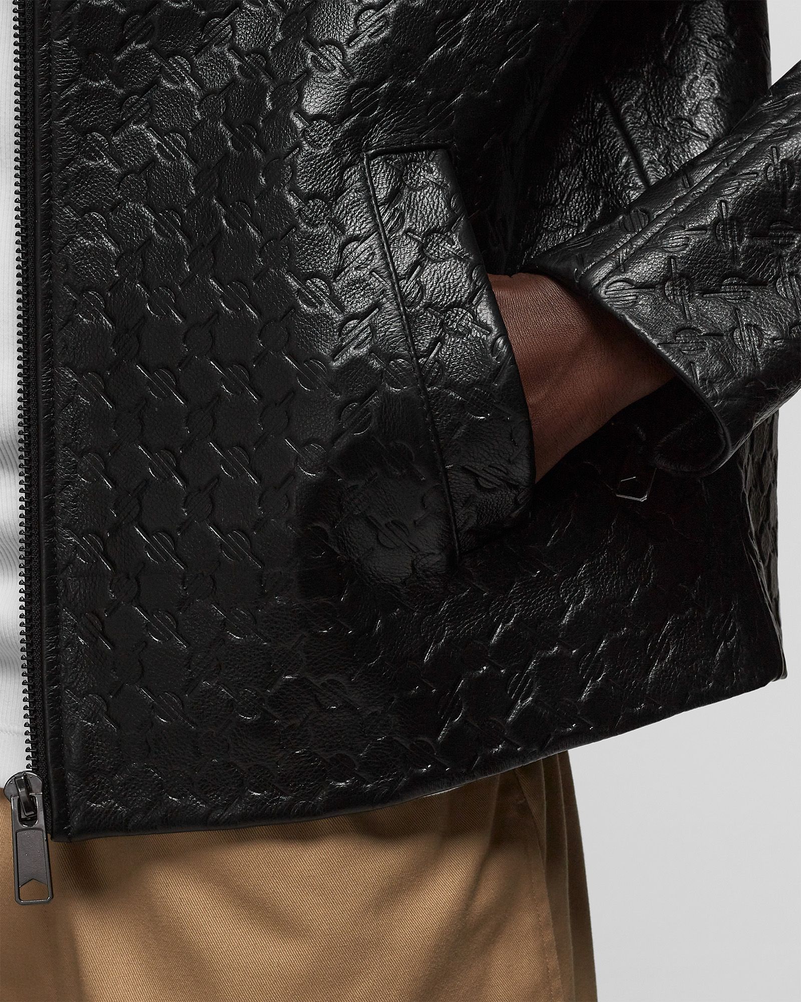 silence monogram leather jacket