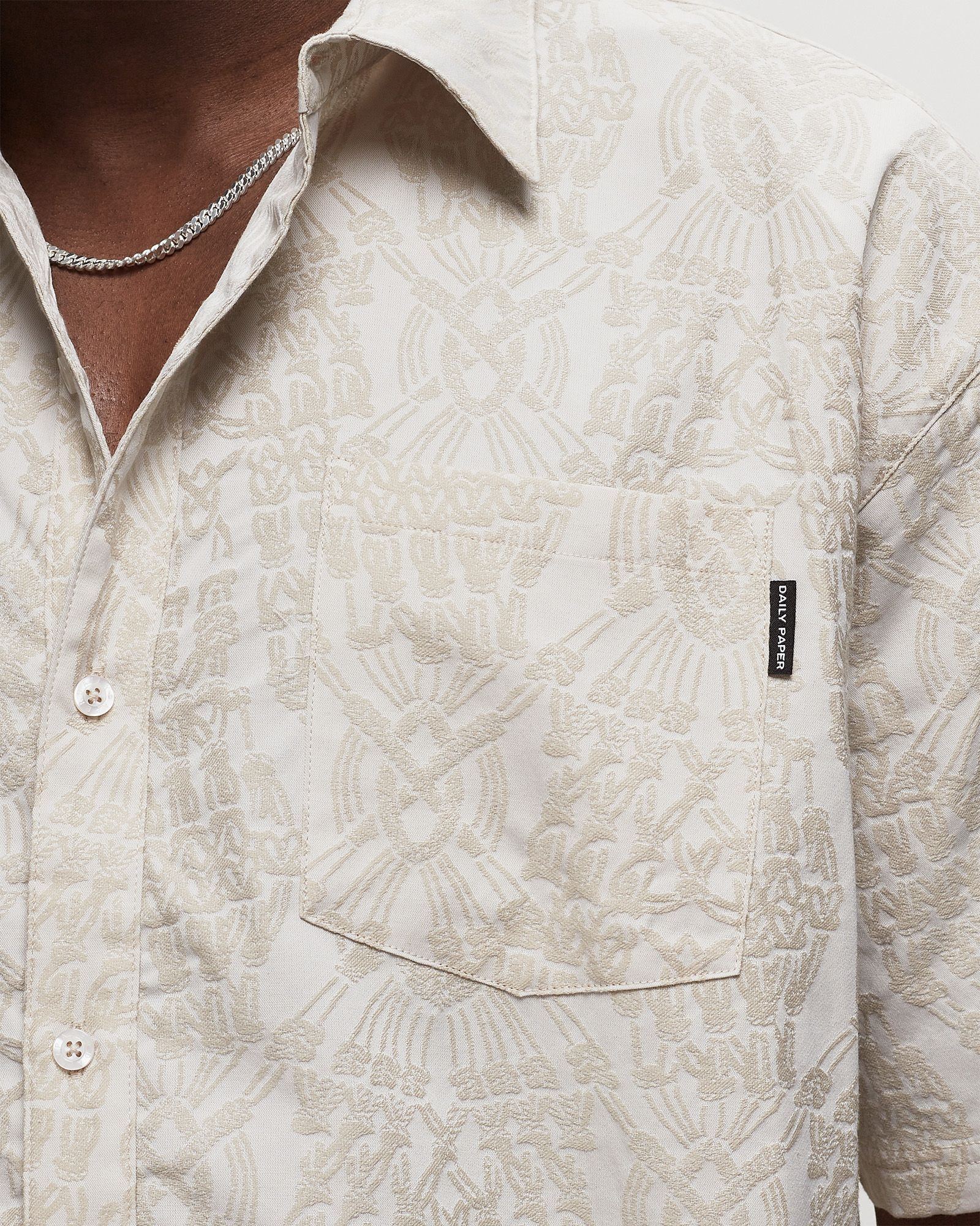 zuri macrame jacquard relaxed ss shirt