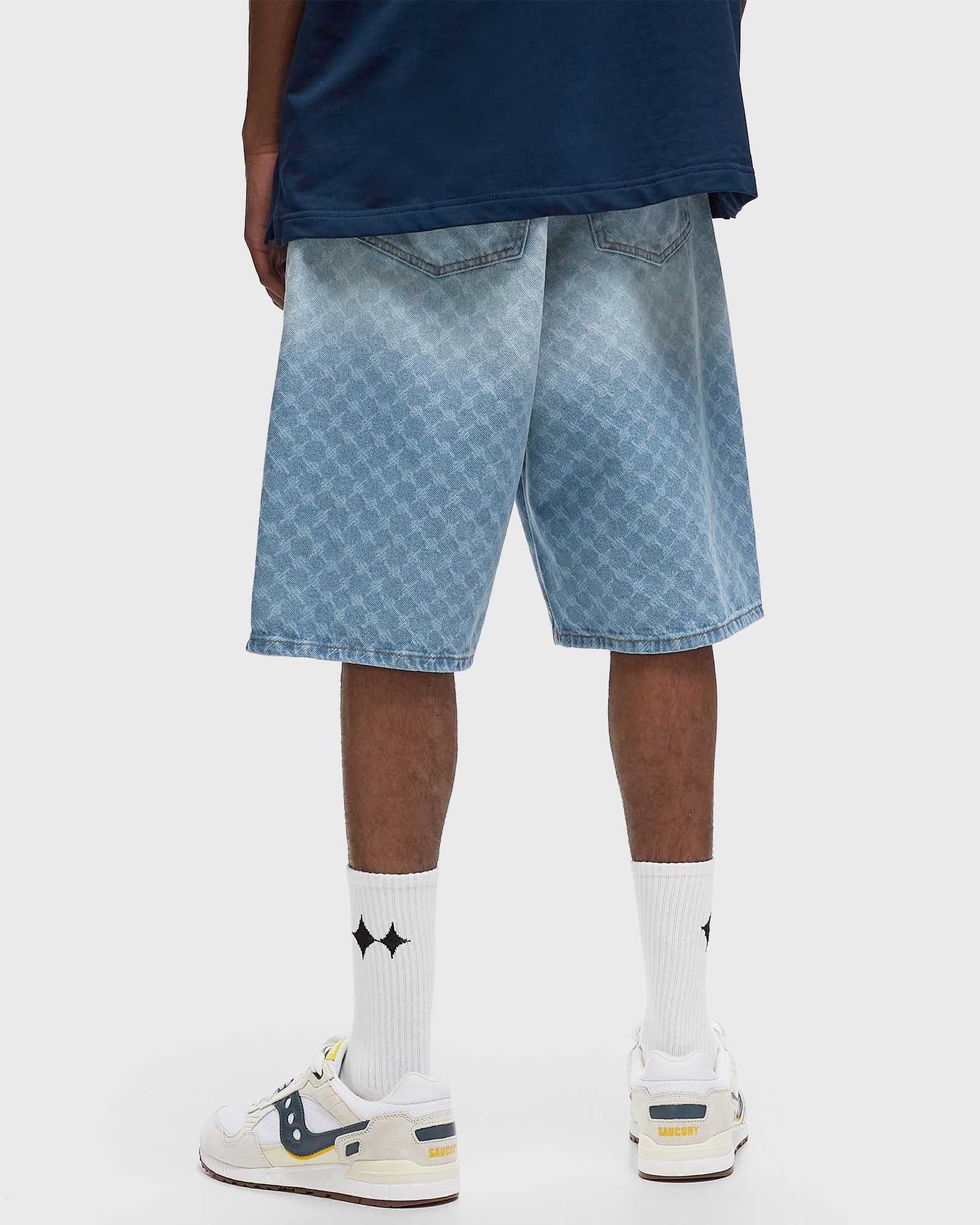 zella monogram denim shorts